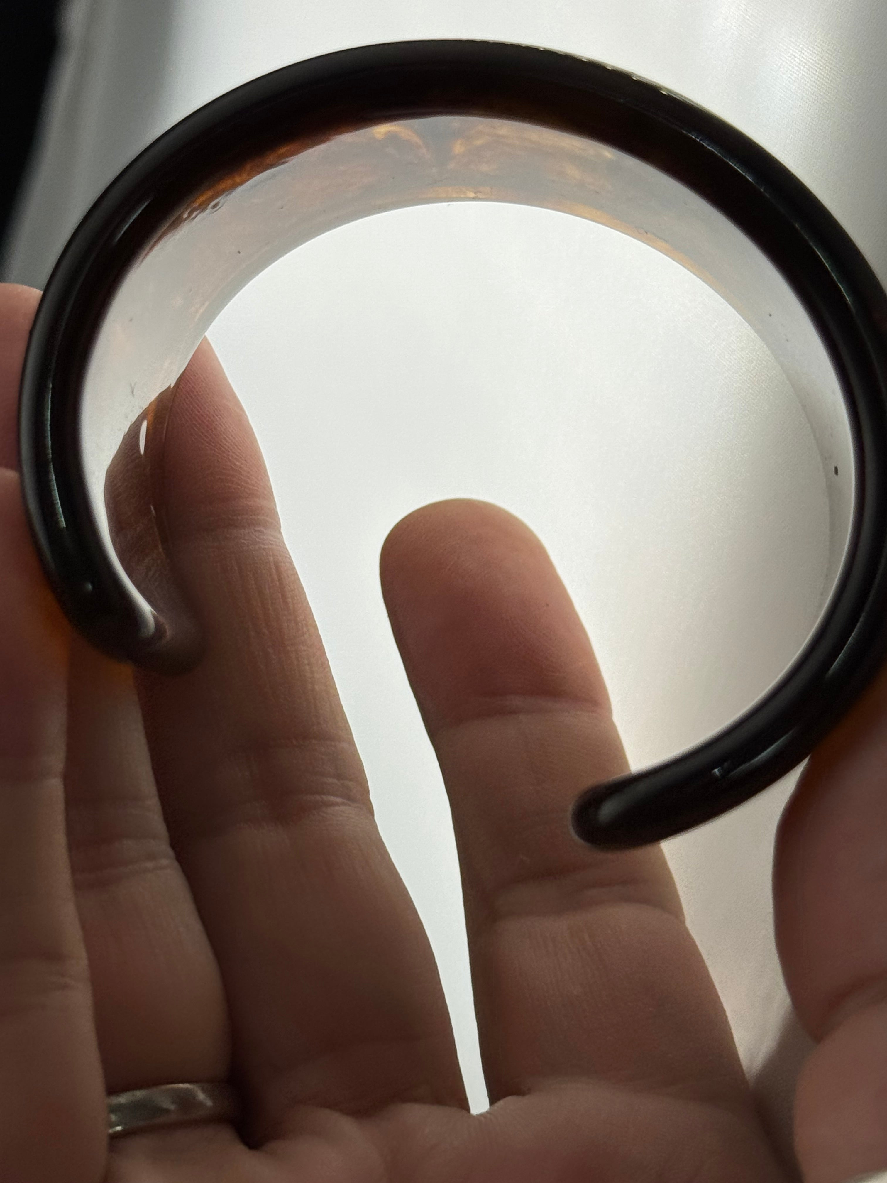 Wide acrylic brown faux tortoiseshell open cuff bangle bracelet