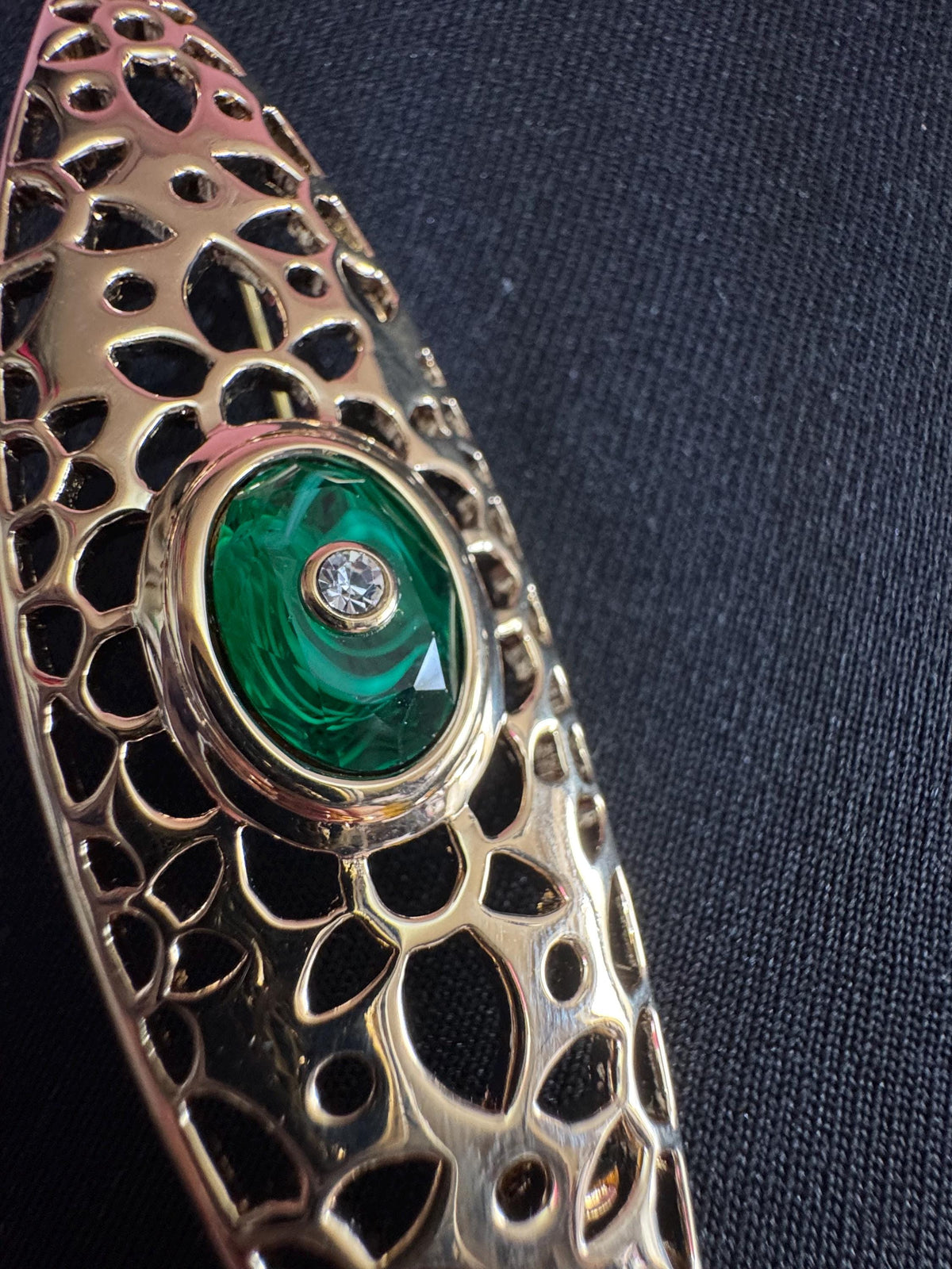 Vintage Grosse Brooch, 1980s Green Rhinestone German Designer Pin