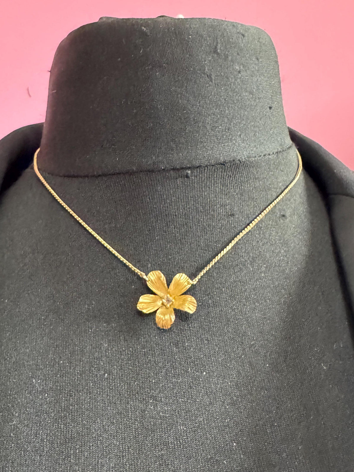 Grosse Flower Necklace, Gold Plated Rhinestone Pendant, 39-43 Cm