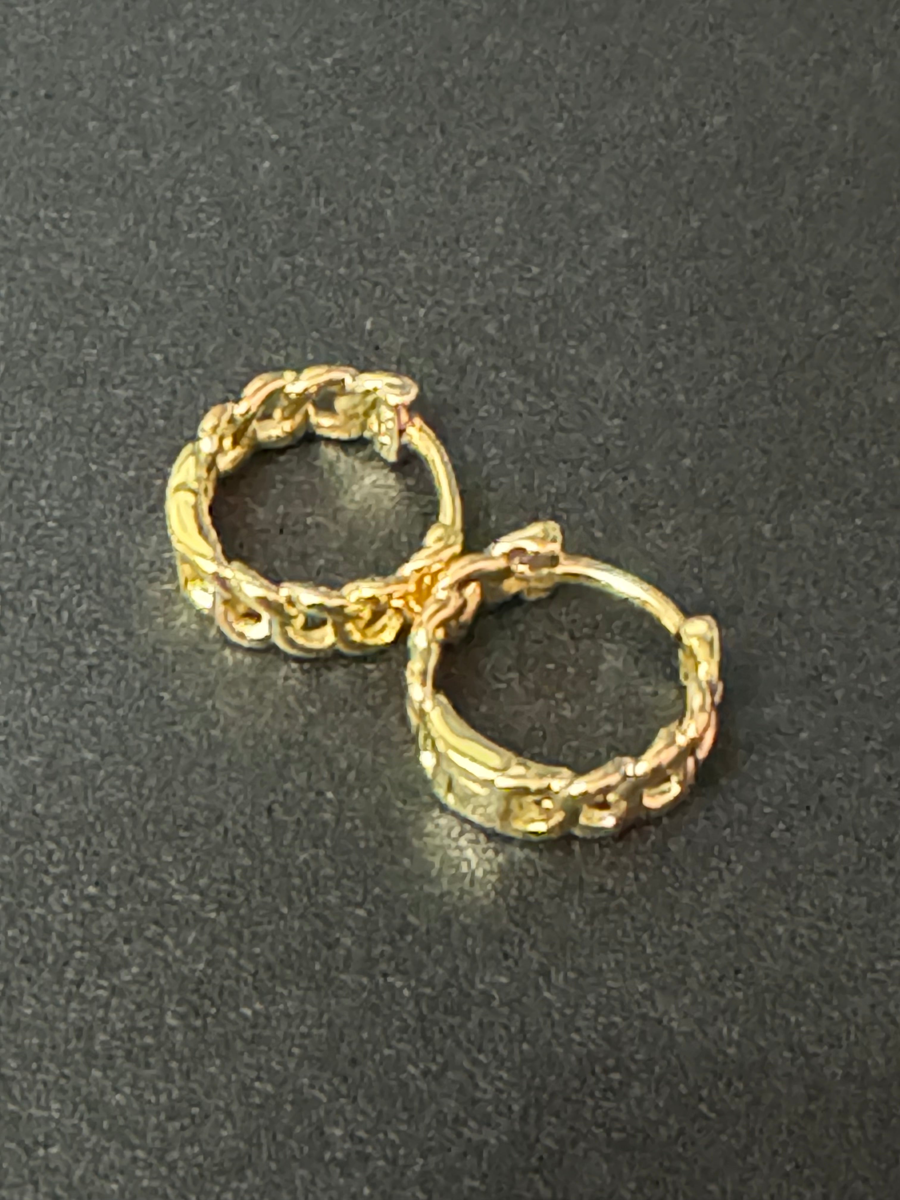 Small chain link hoops huggie gold tone earrings 925 silver posts