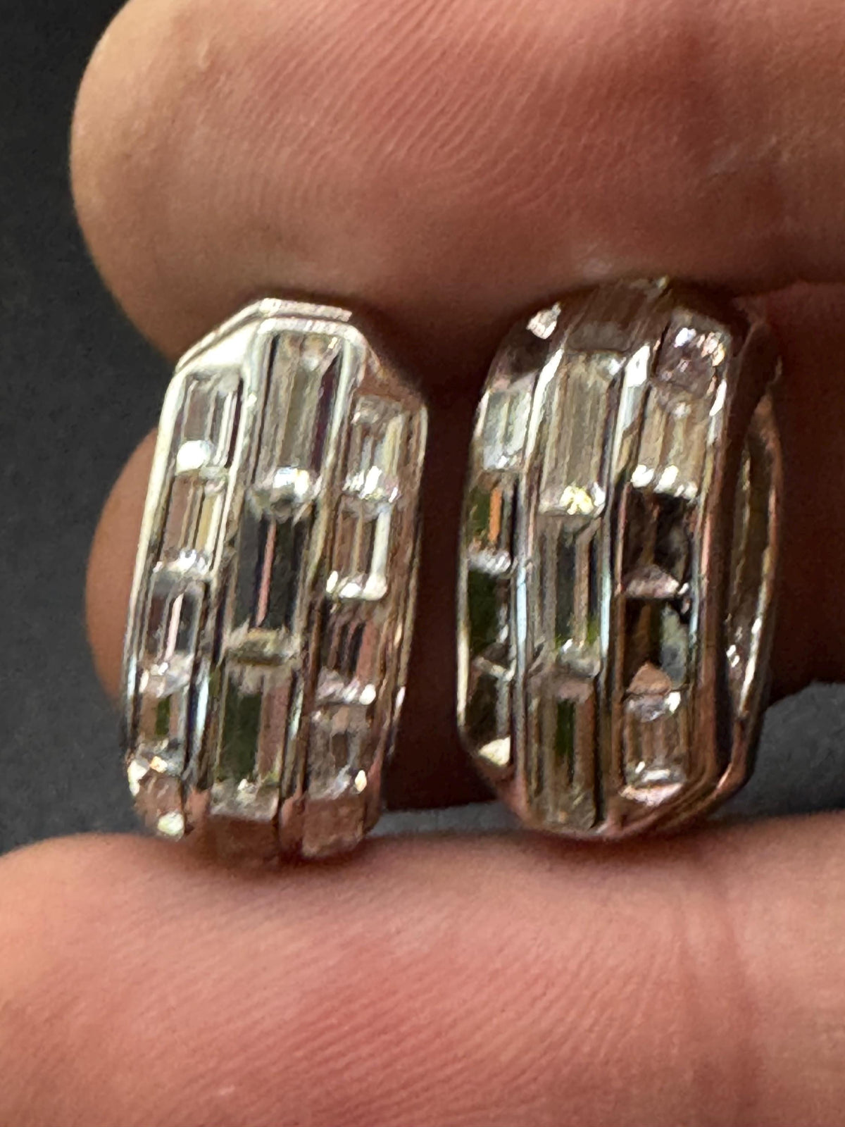 Vintage Givenchy Earrings, Hoop Clip-Ons, Crystal, Silver-Plated