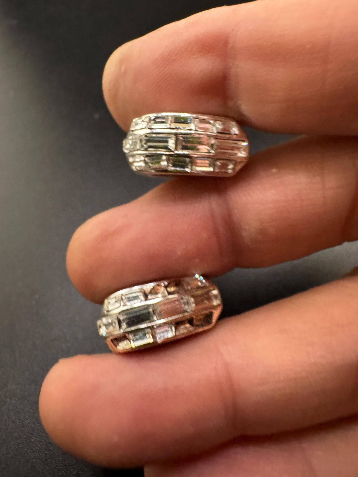 Vintage Givenchy Earrings, Hoop Clip-Ons, Crystal, Silver-Plated
