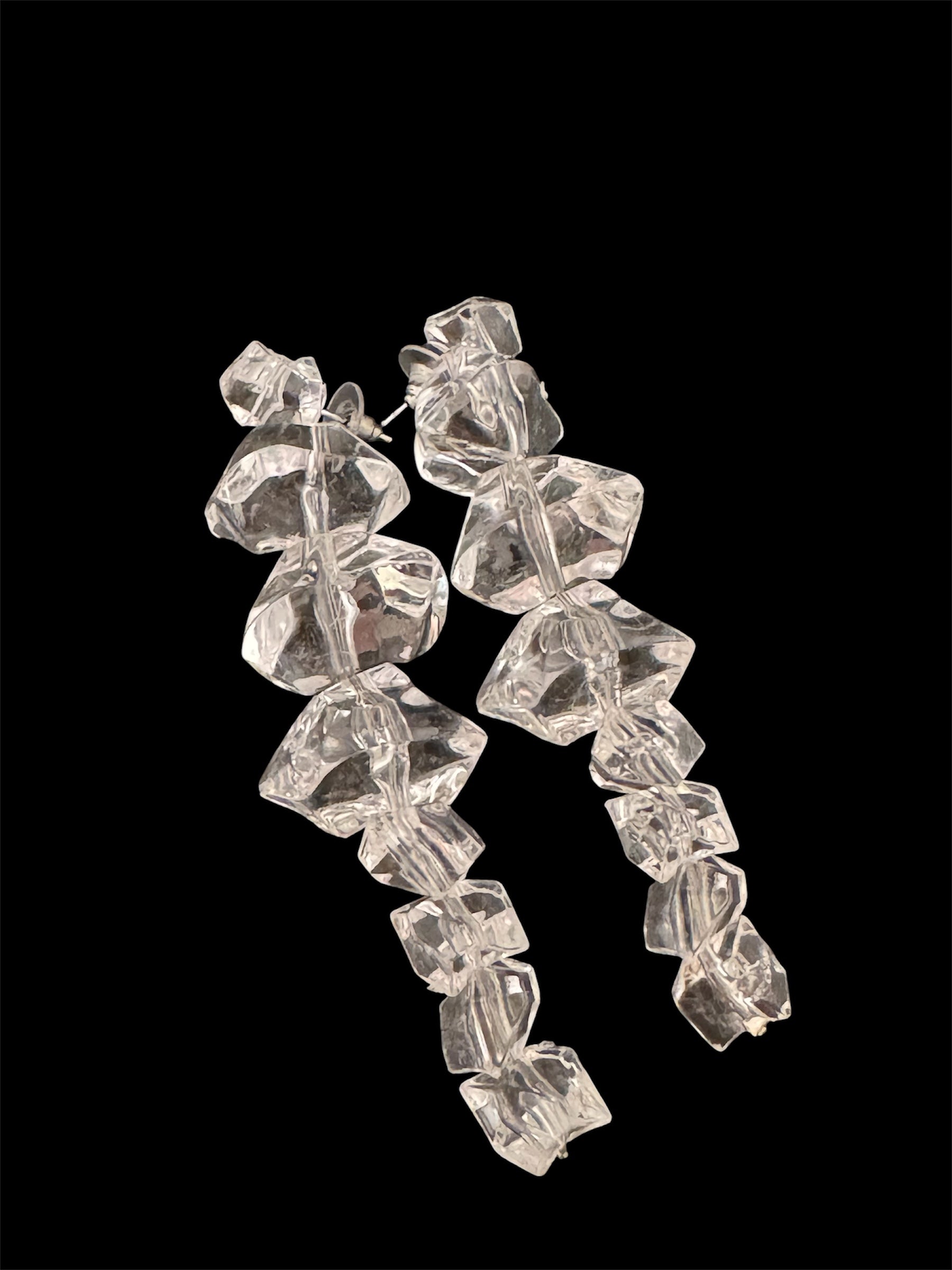 Crystal ice long drop glacier earrings