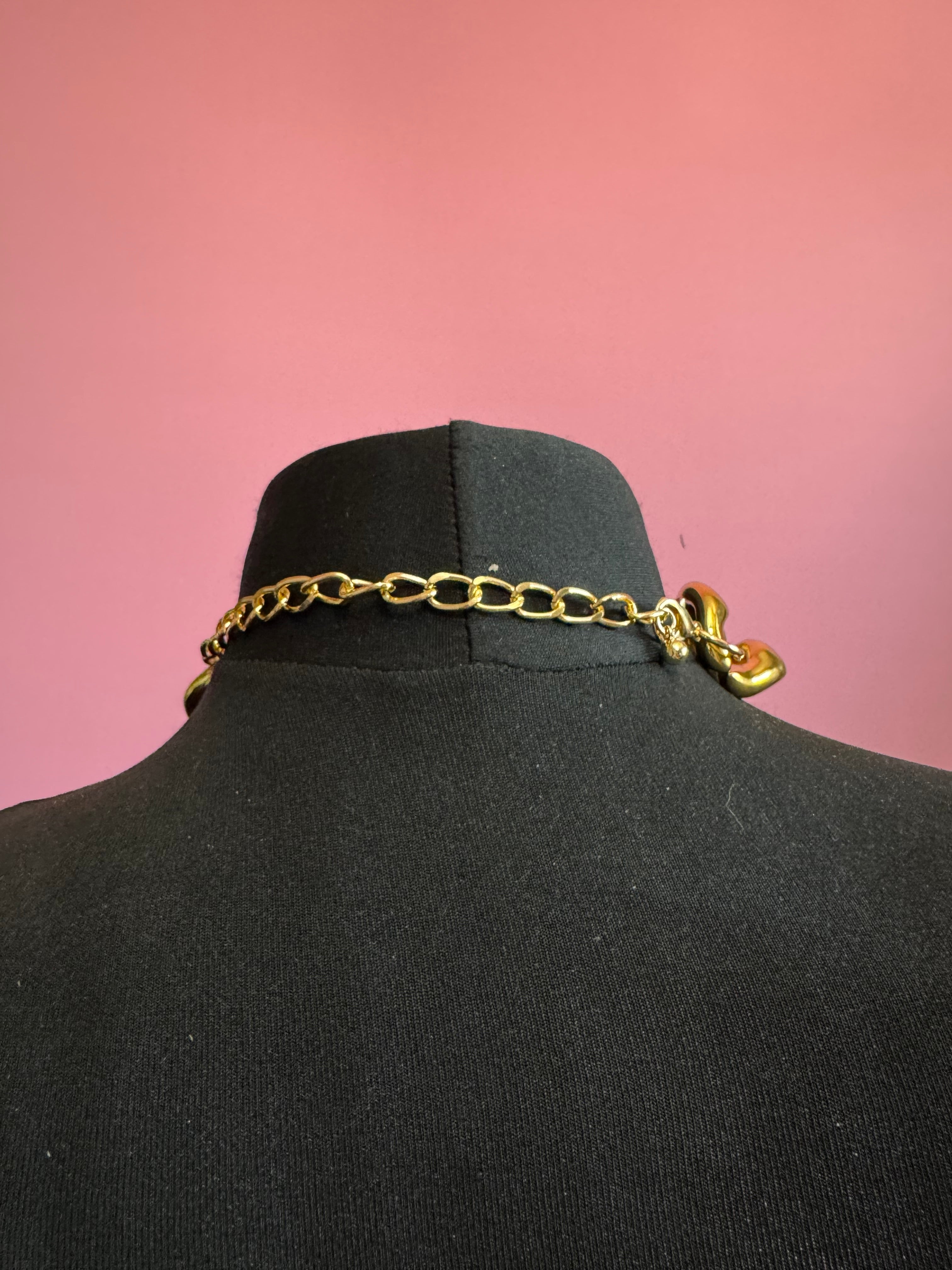 Chunky gold acrylic curb link choker necklace, oversized statement jewellery
