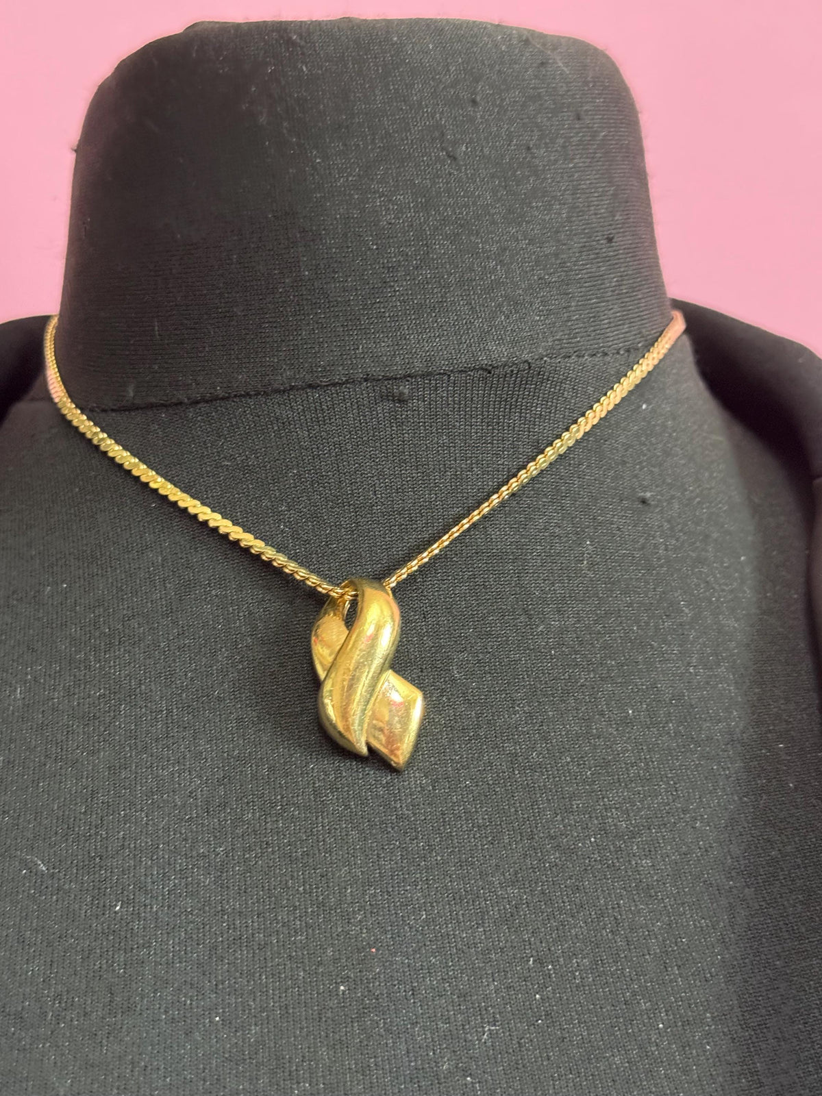 Vintage Gold Pendant Necklace | Signed GROSSE Serpentine Chain 44Cm