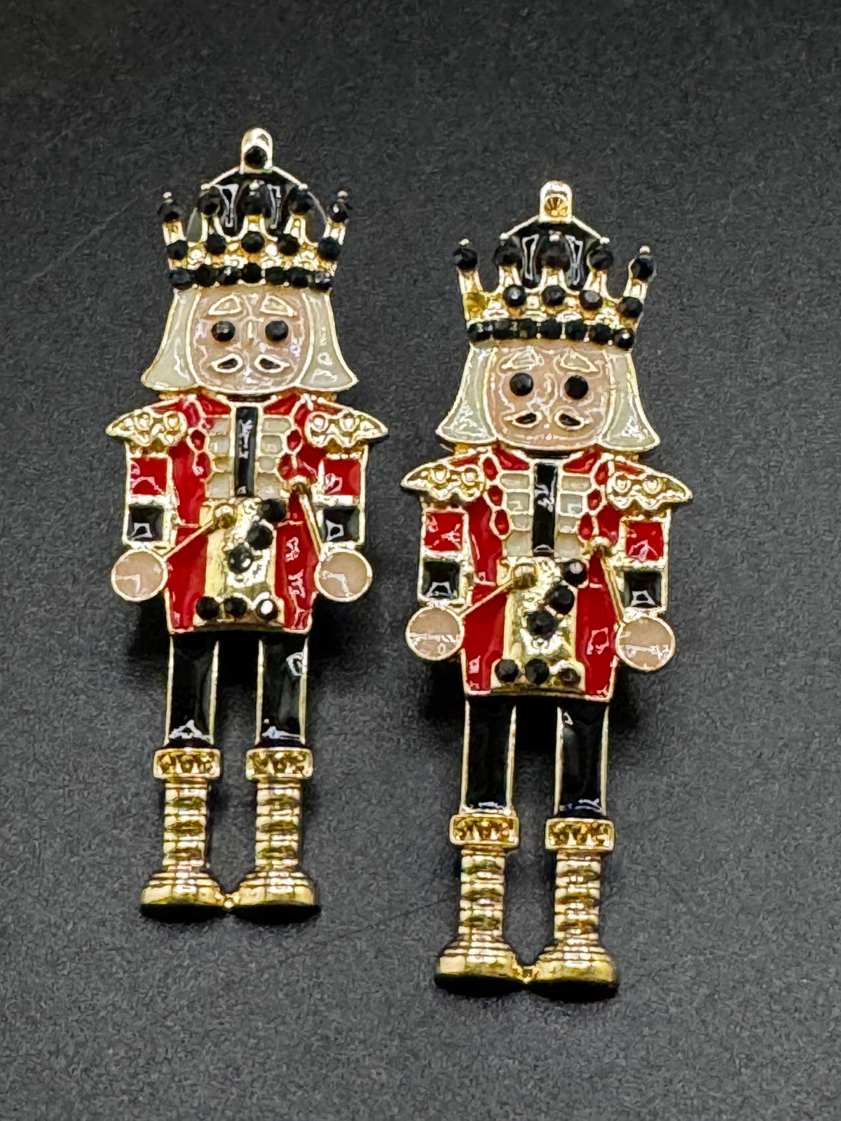 Christmas nutcracker man earrings, red enamel soldier earrings for pierced ears, festive jewellery