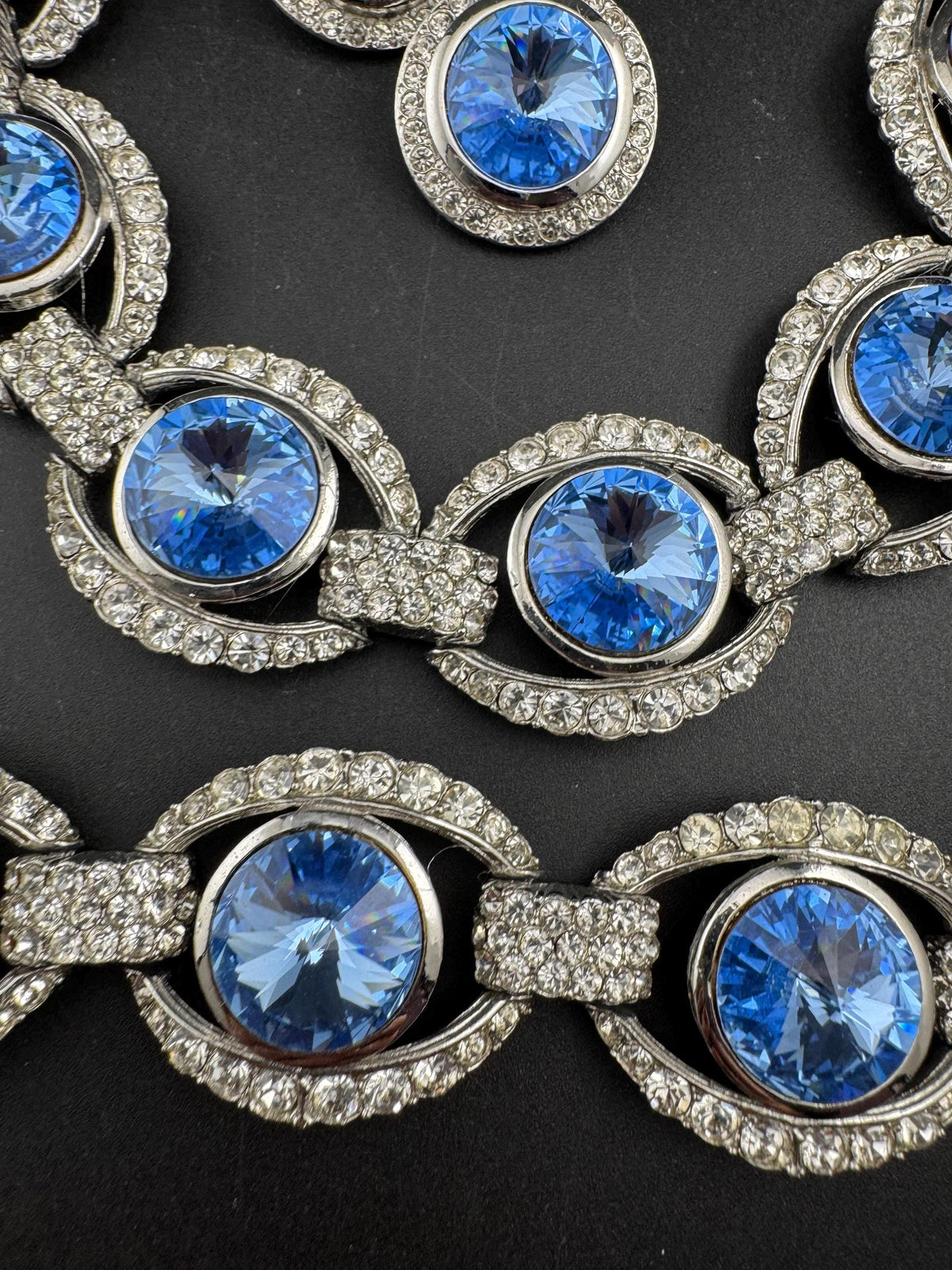 Blue Swarovski Jewelry Set, Vintage Sapphire Necklace, Bracelet