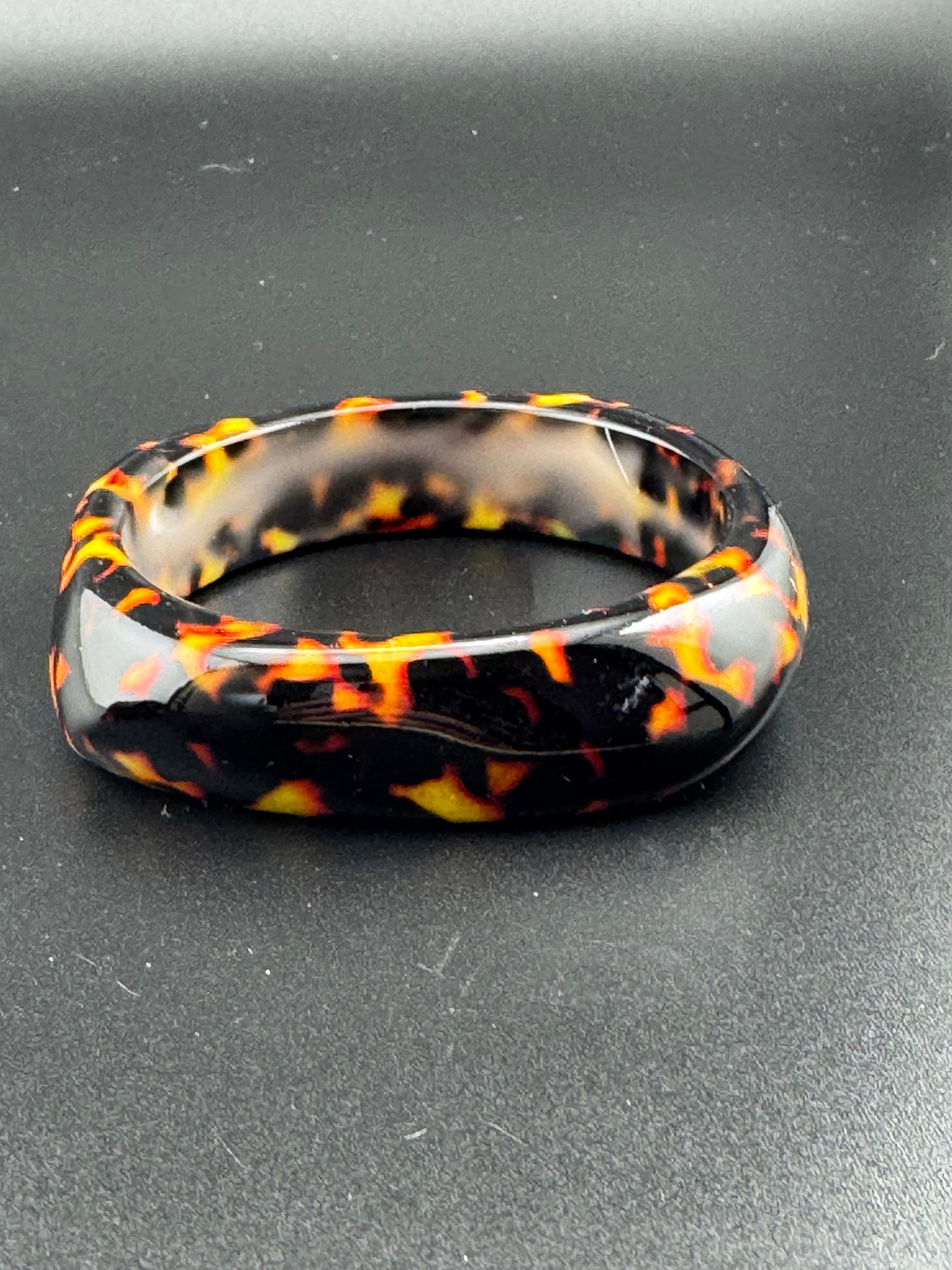 Wide acrylic brown faux tortoiseshell bangle bracelet, leopard print abstract geometric