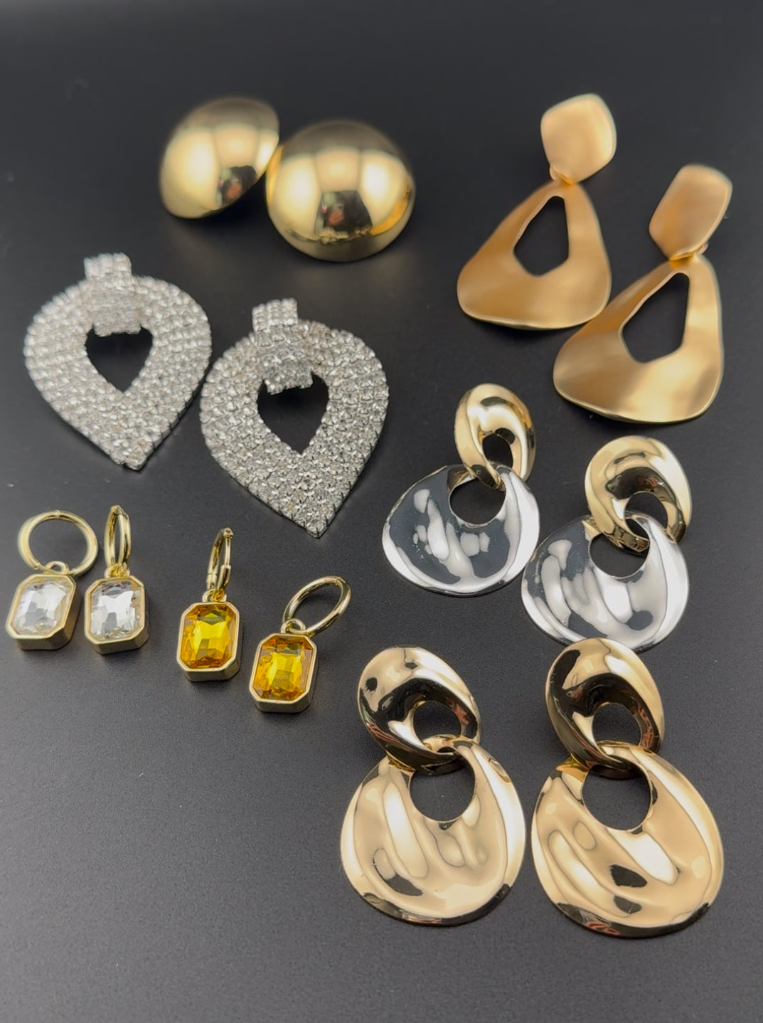 80s style silver and gold tone oversized door knocker clip on earrings