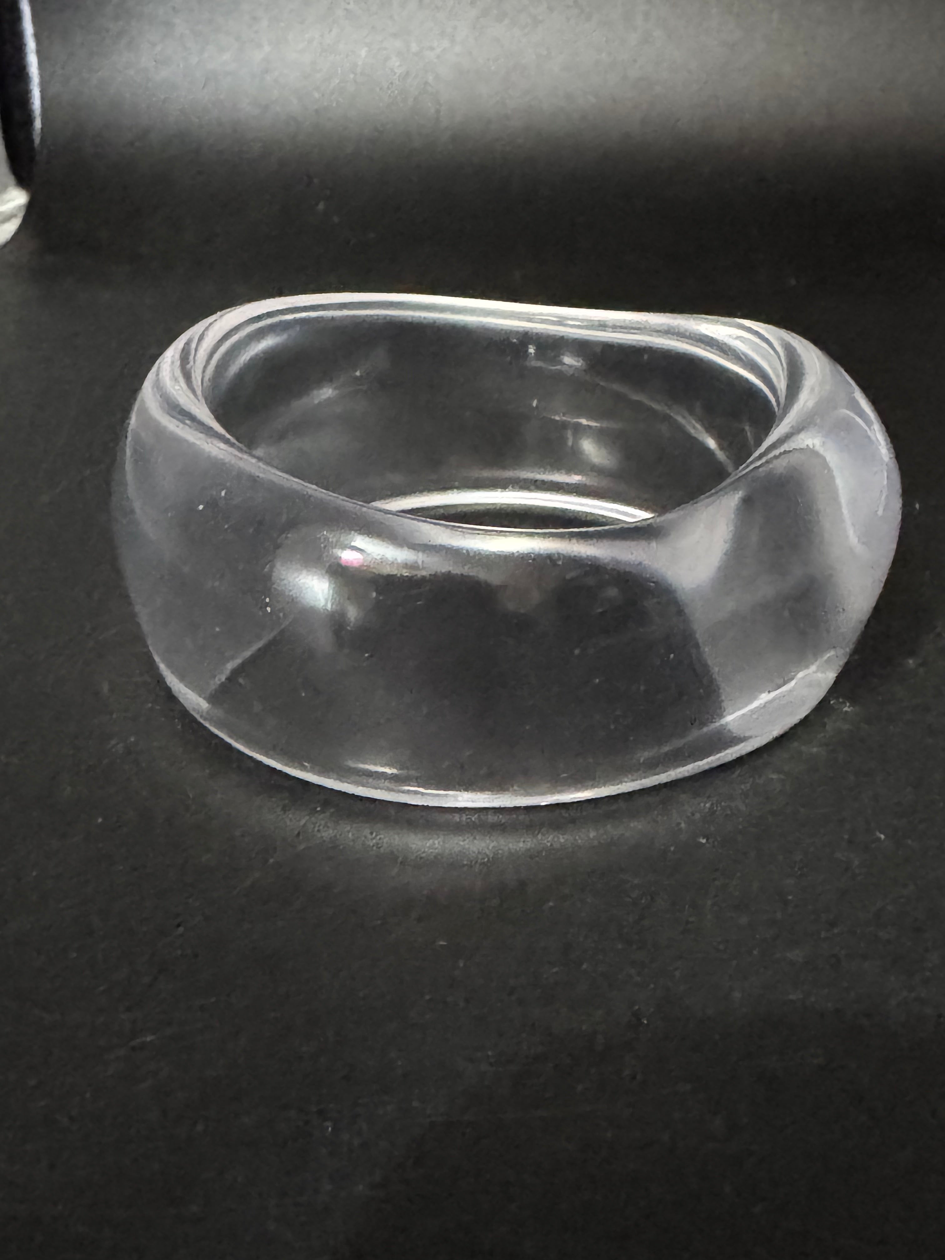 Chunky clear acrylic abstract wide bangle