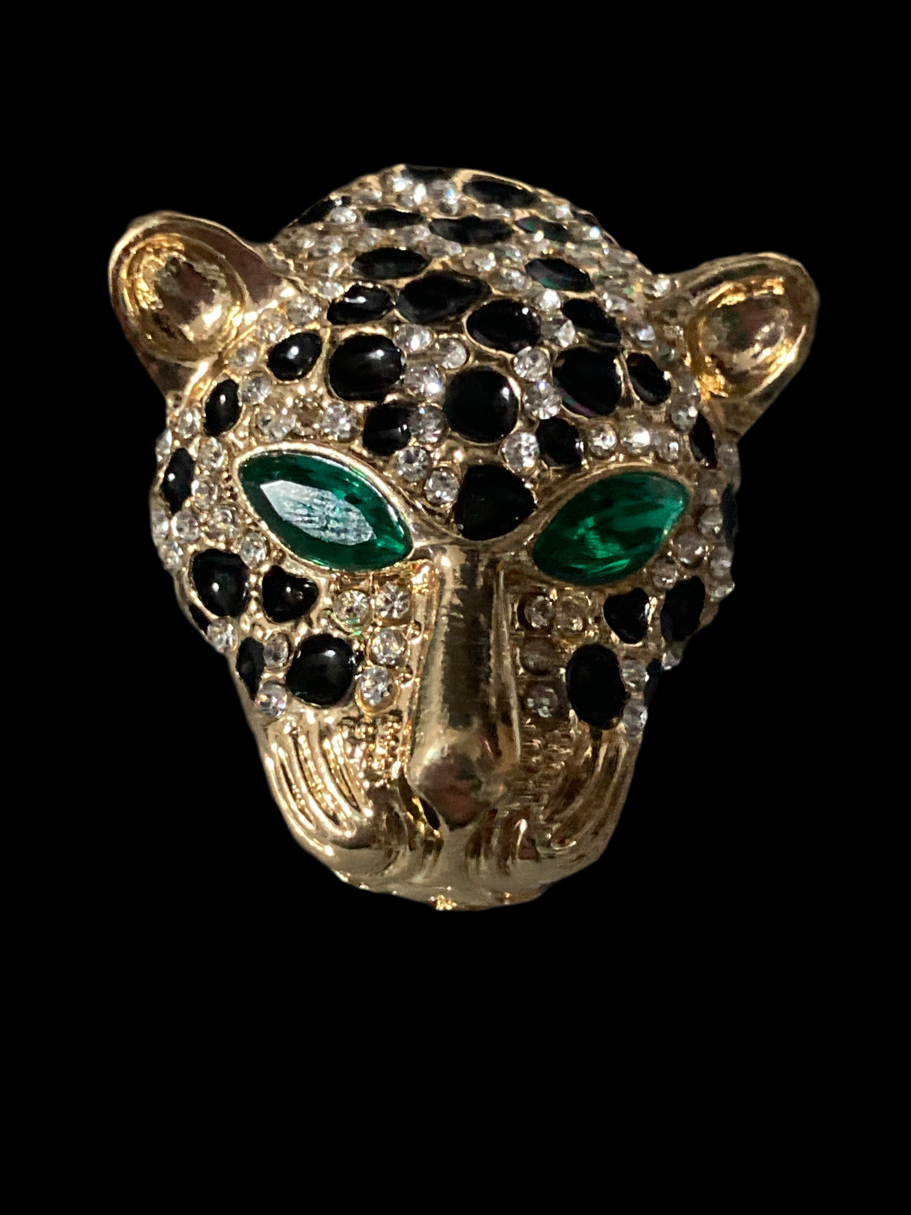 Diamanté Big cat leopard pendant and brooch
