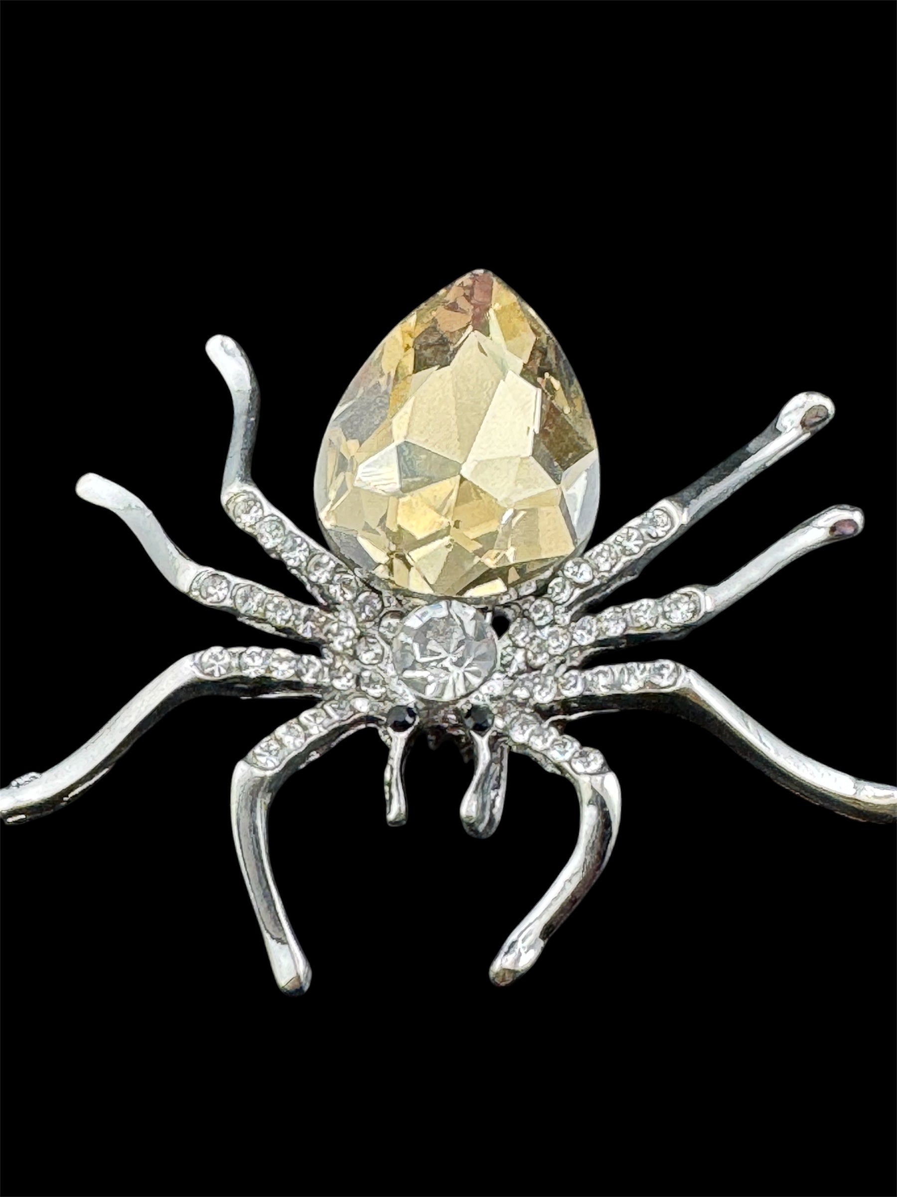 Large spider bug brooch with citrine diamanté