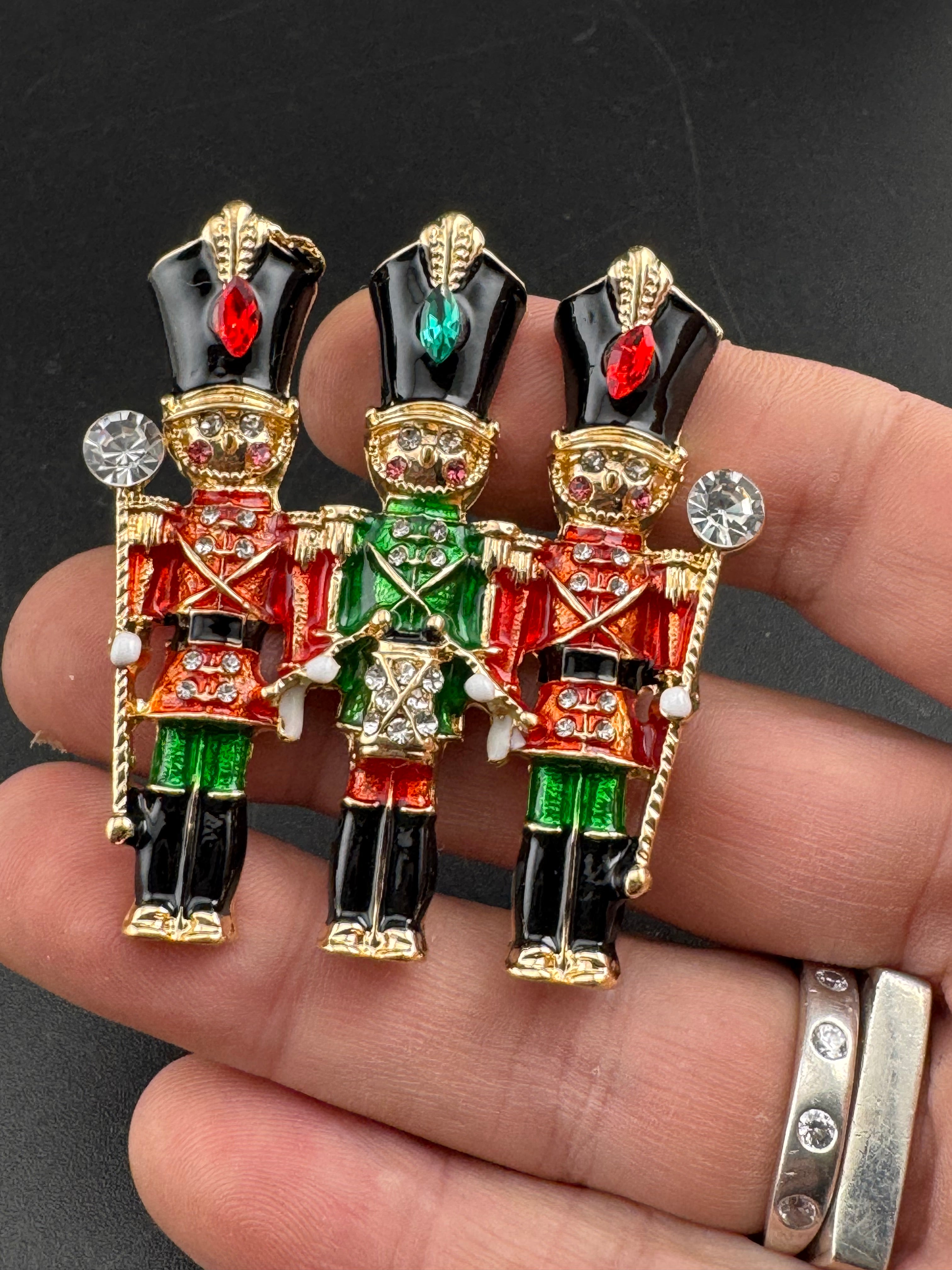Enamel rhinestone Nutcracker men crystal christmas brooch