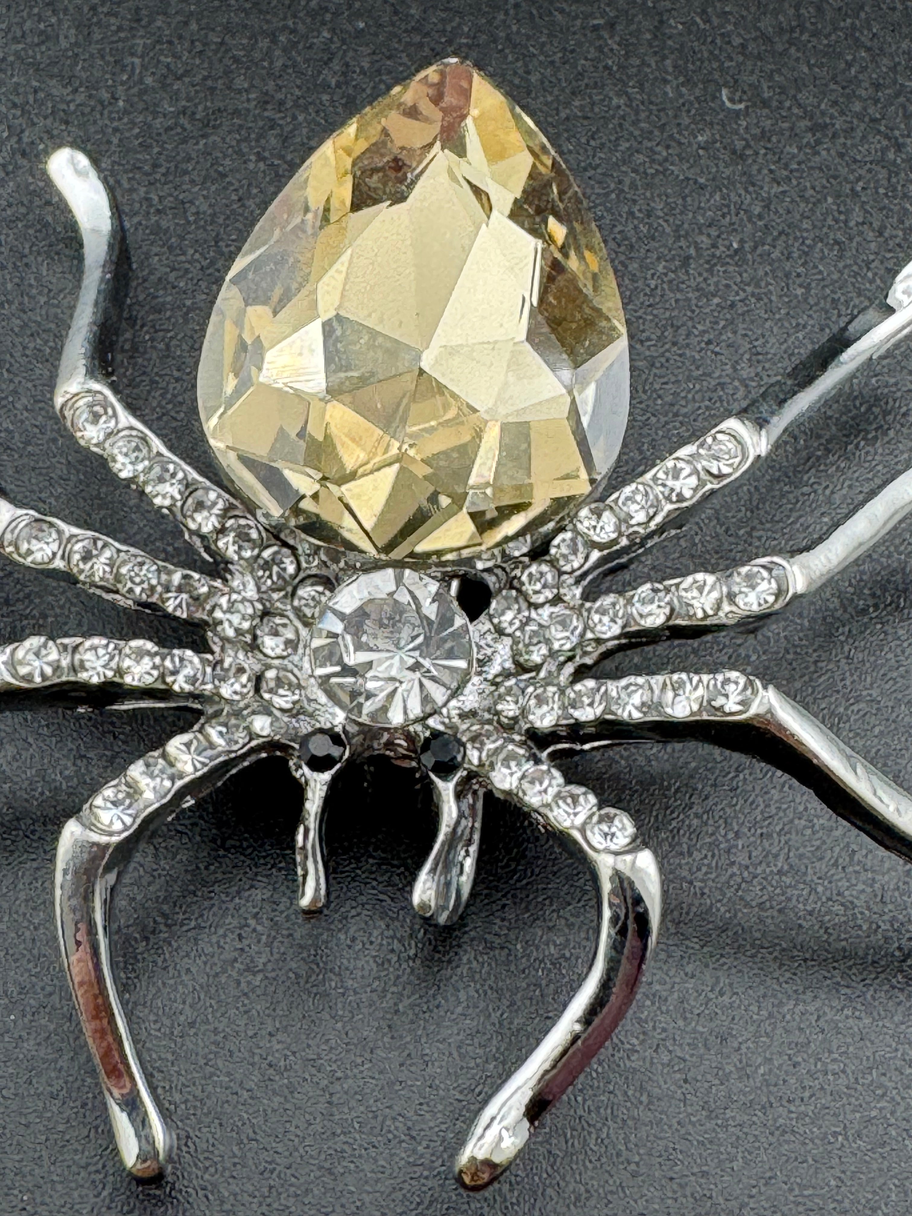 Large spider bug brooch with citrine diamanté