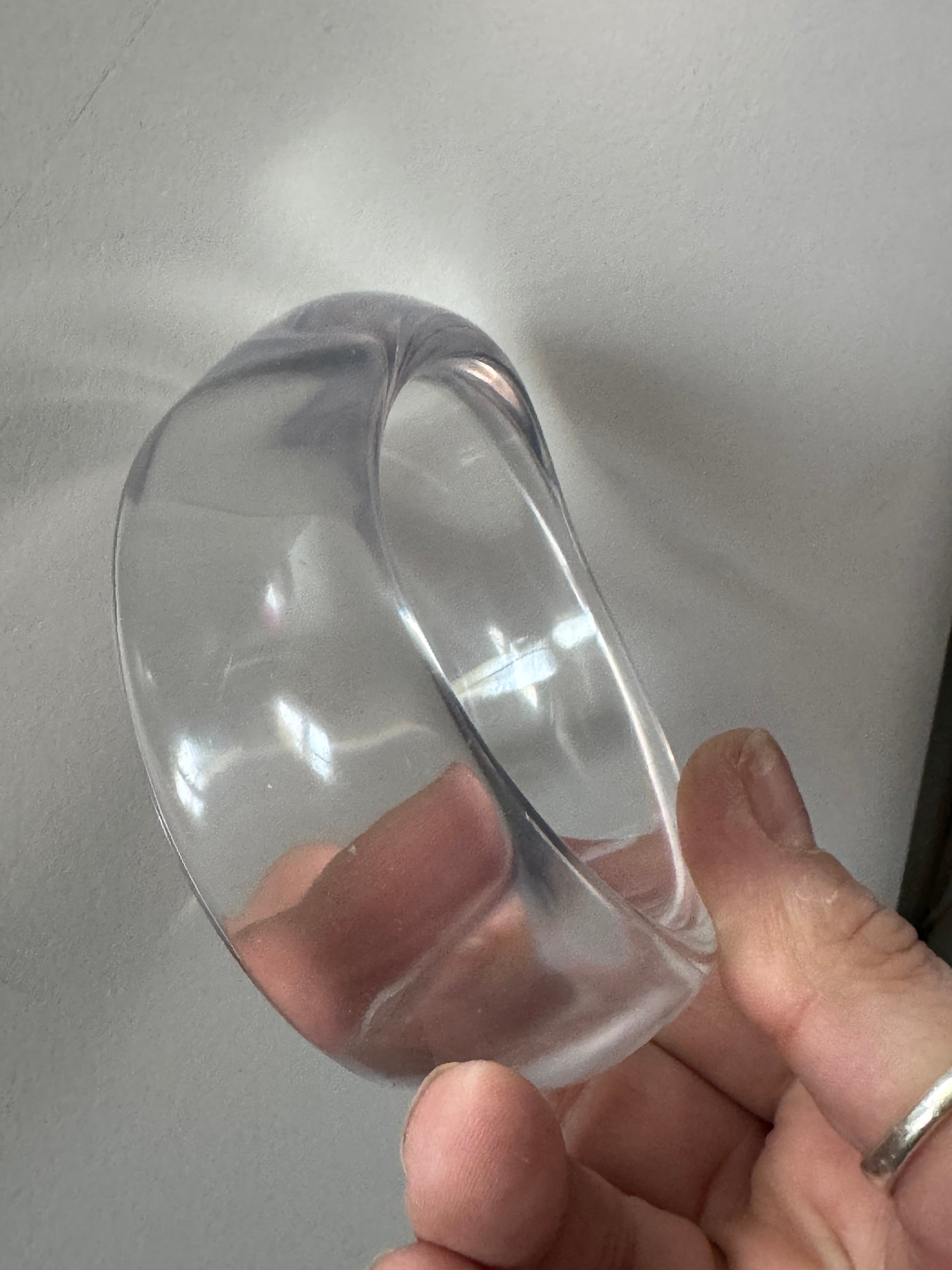 Chunky clear acrylic abstract wide bangle