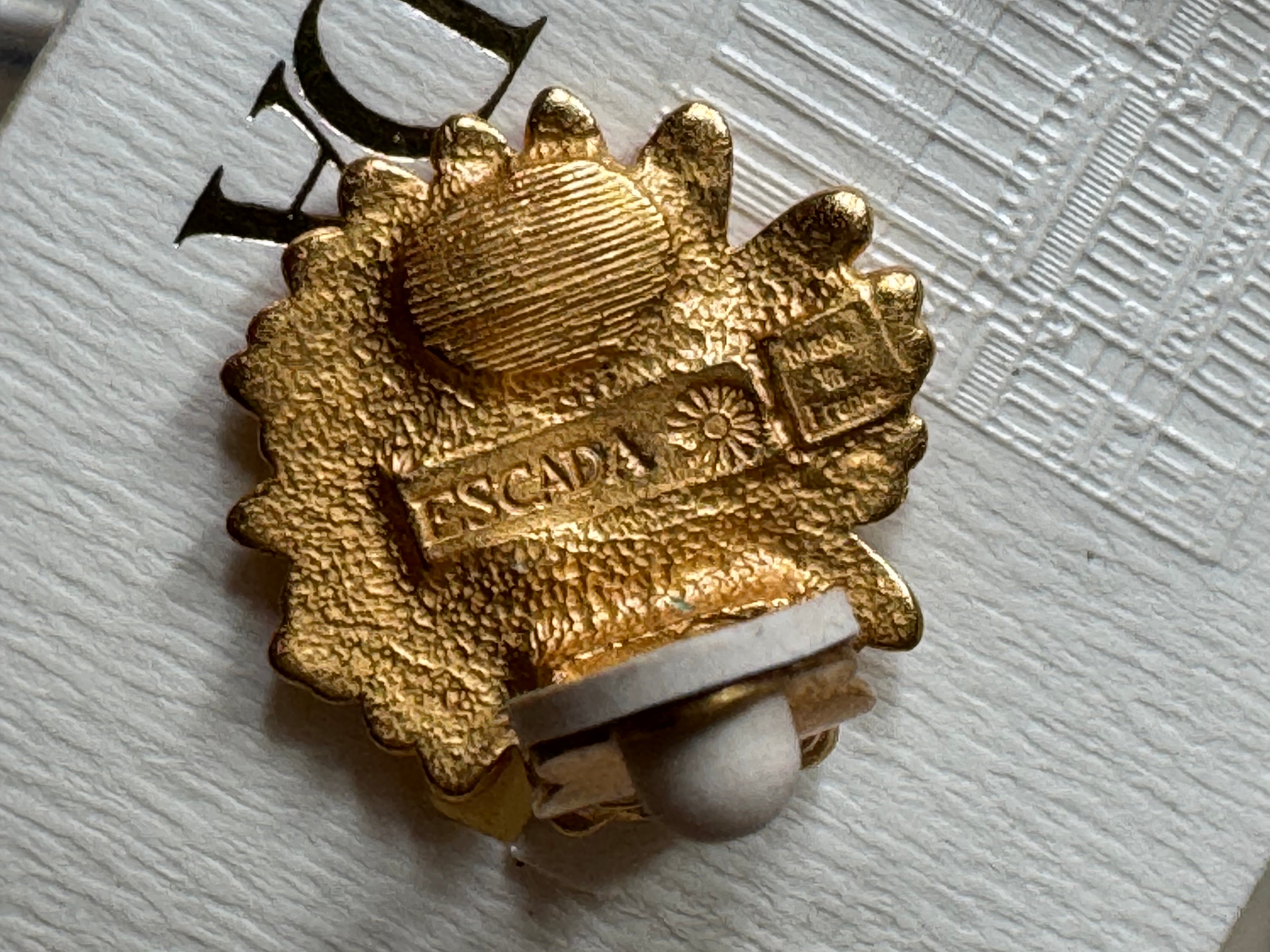 Vintage ESCADA gold Daisy clip on earrings, French designer