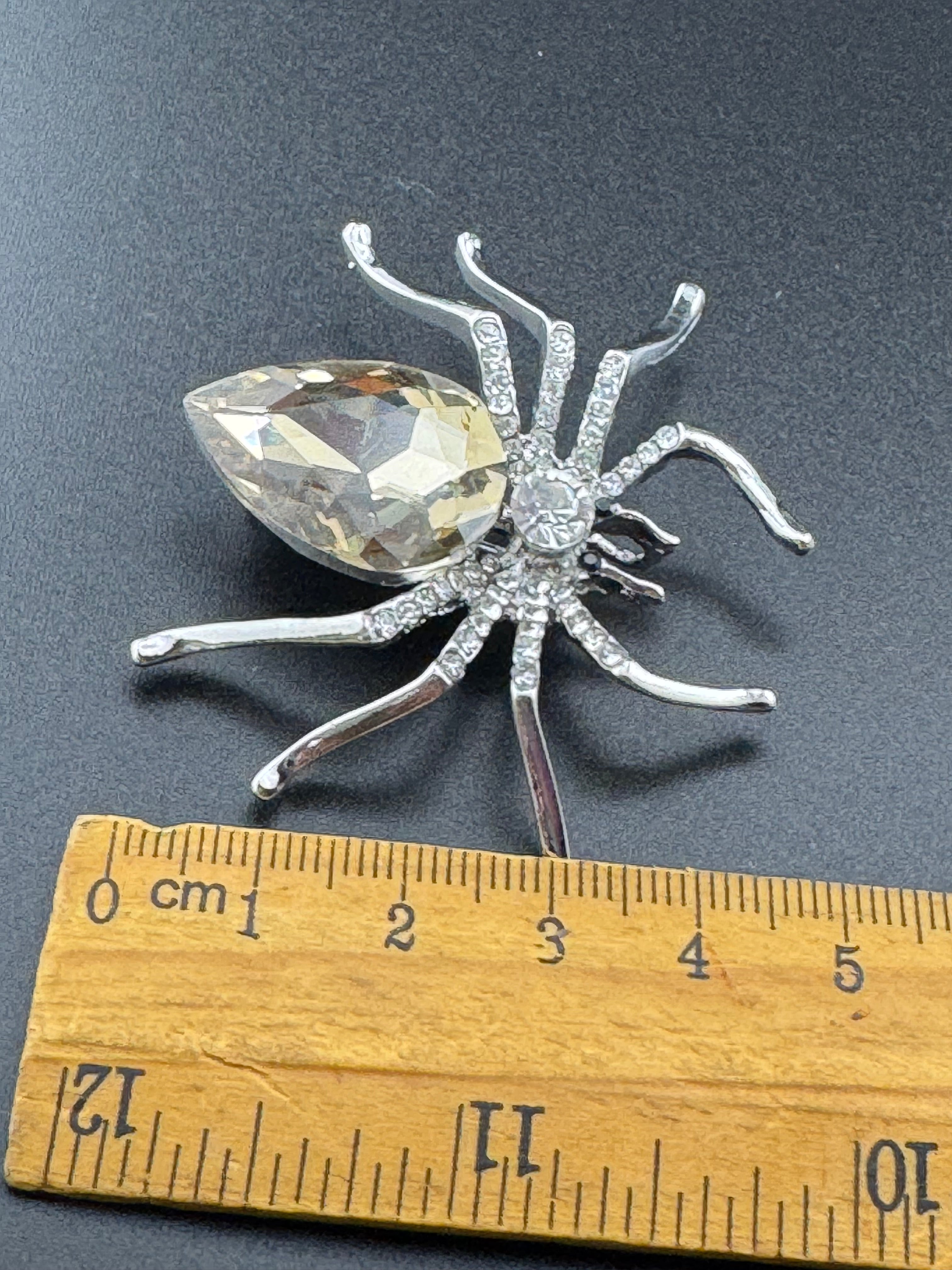 Large spider bug brooch with citrine diamanté