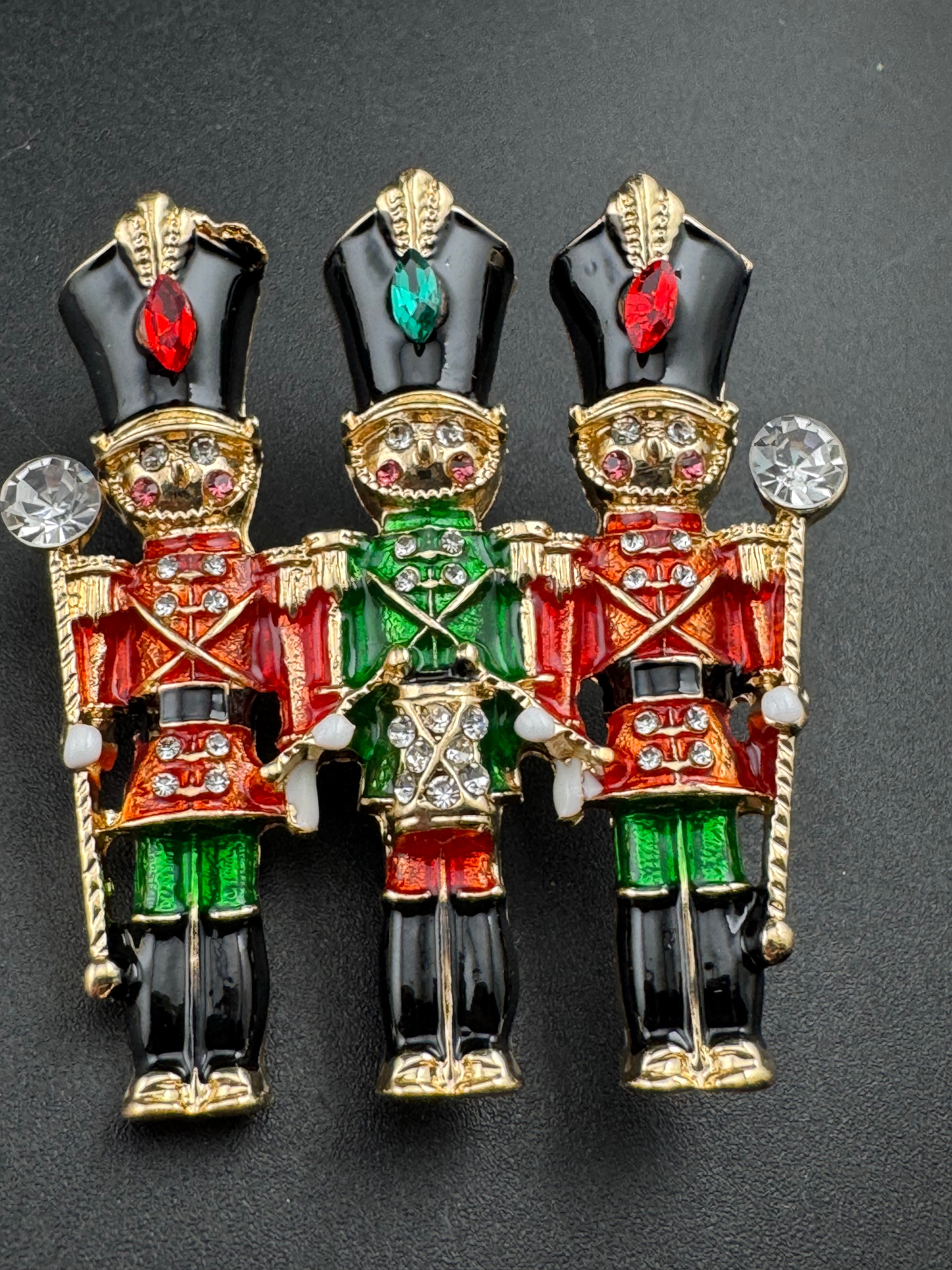 Enamel rhinestone Nutcracker men crystal christmas brooch