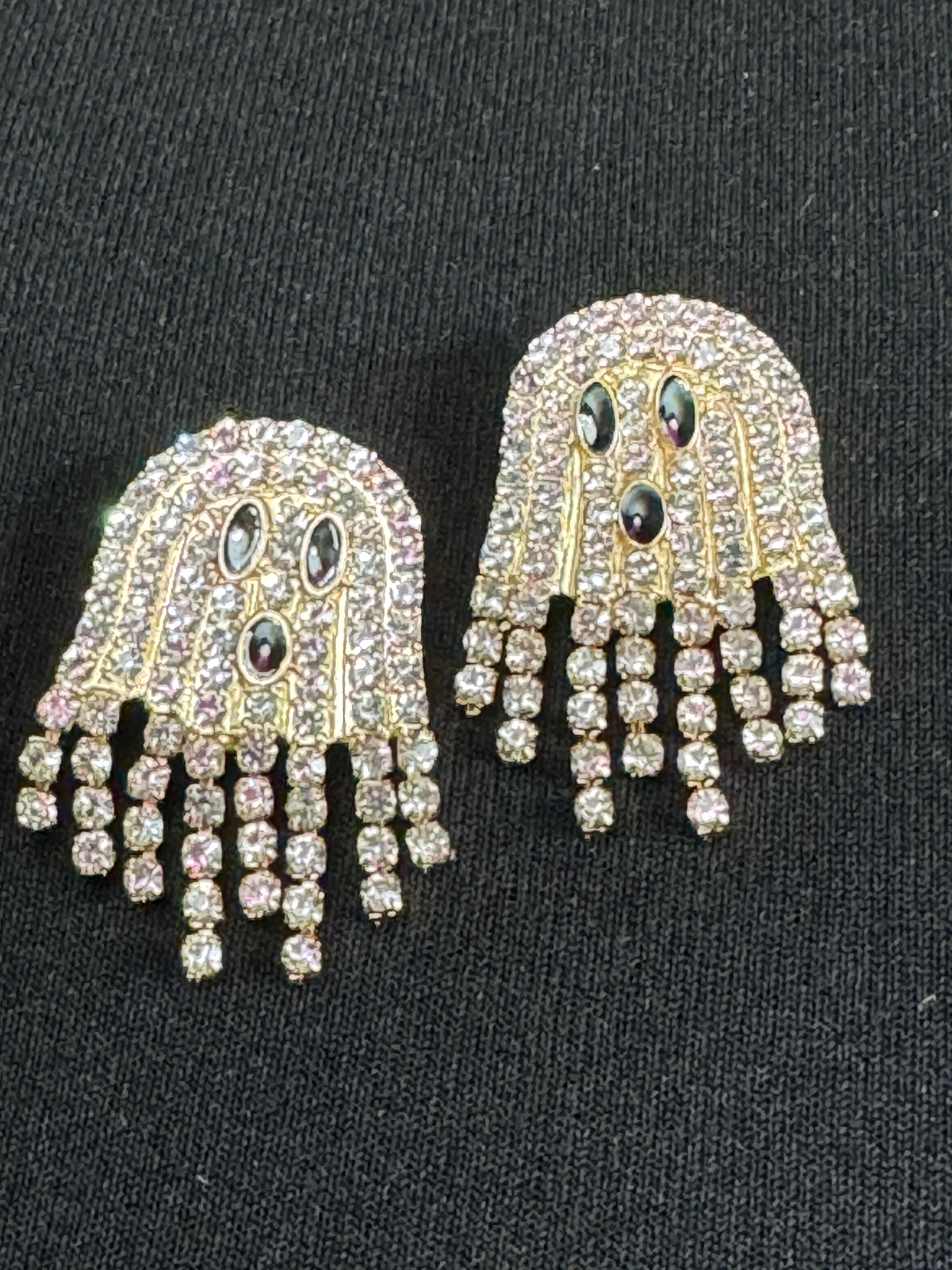 Articulated Spooky crystal diamanté ghost earrings for Halloween