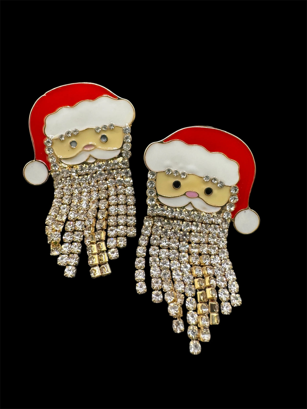 Sparkly rhinestone Father Christmas Santa Claus earrings