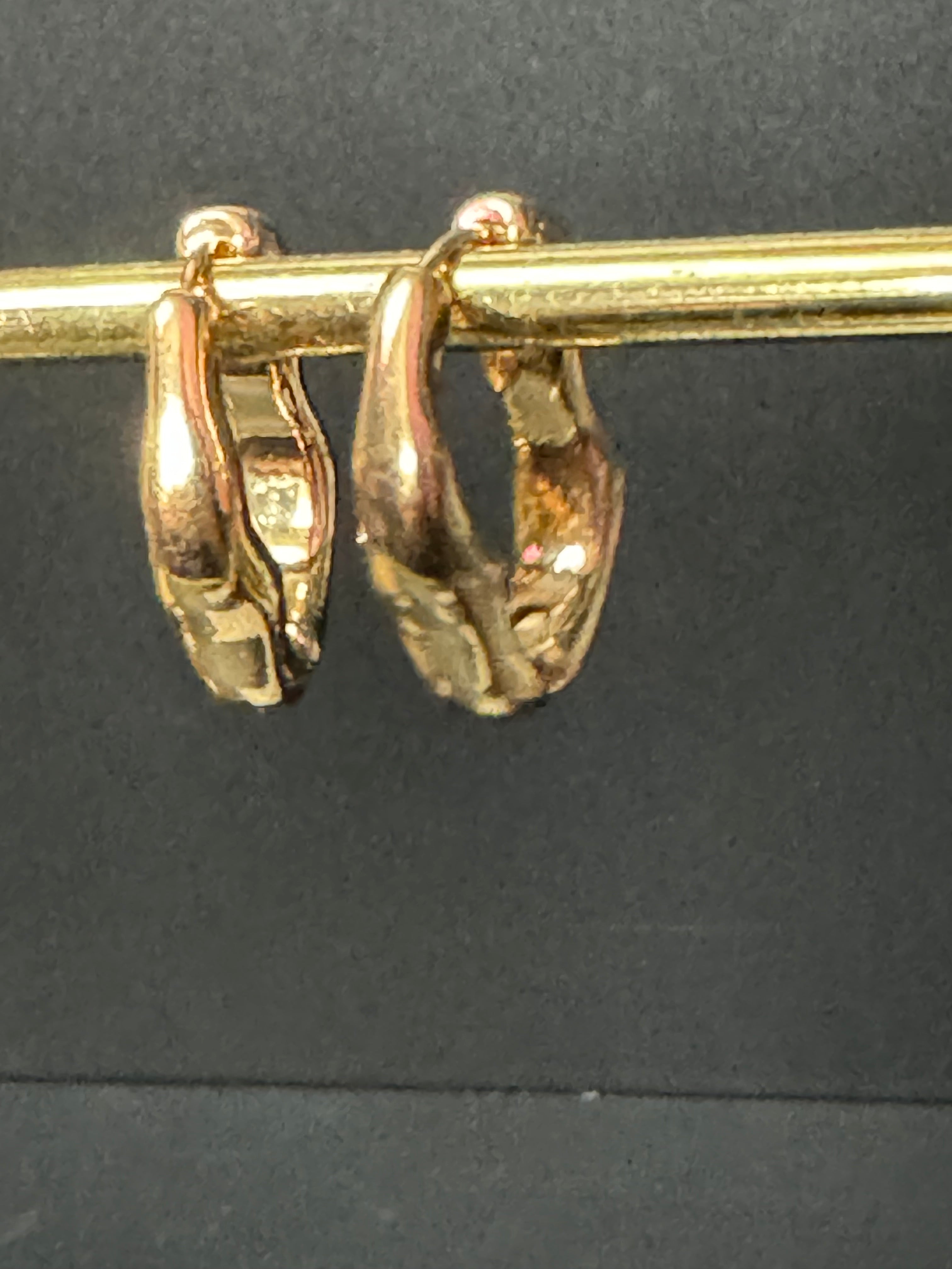 Gold Modernist abstract  metal hinged hoop earrings