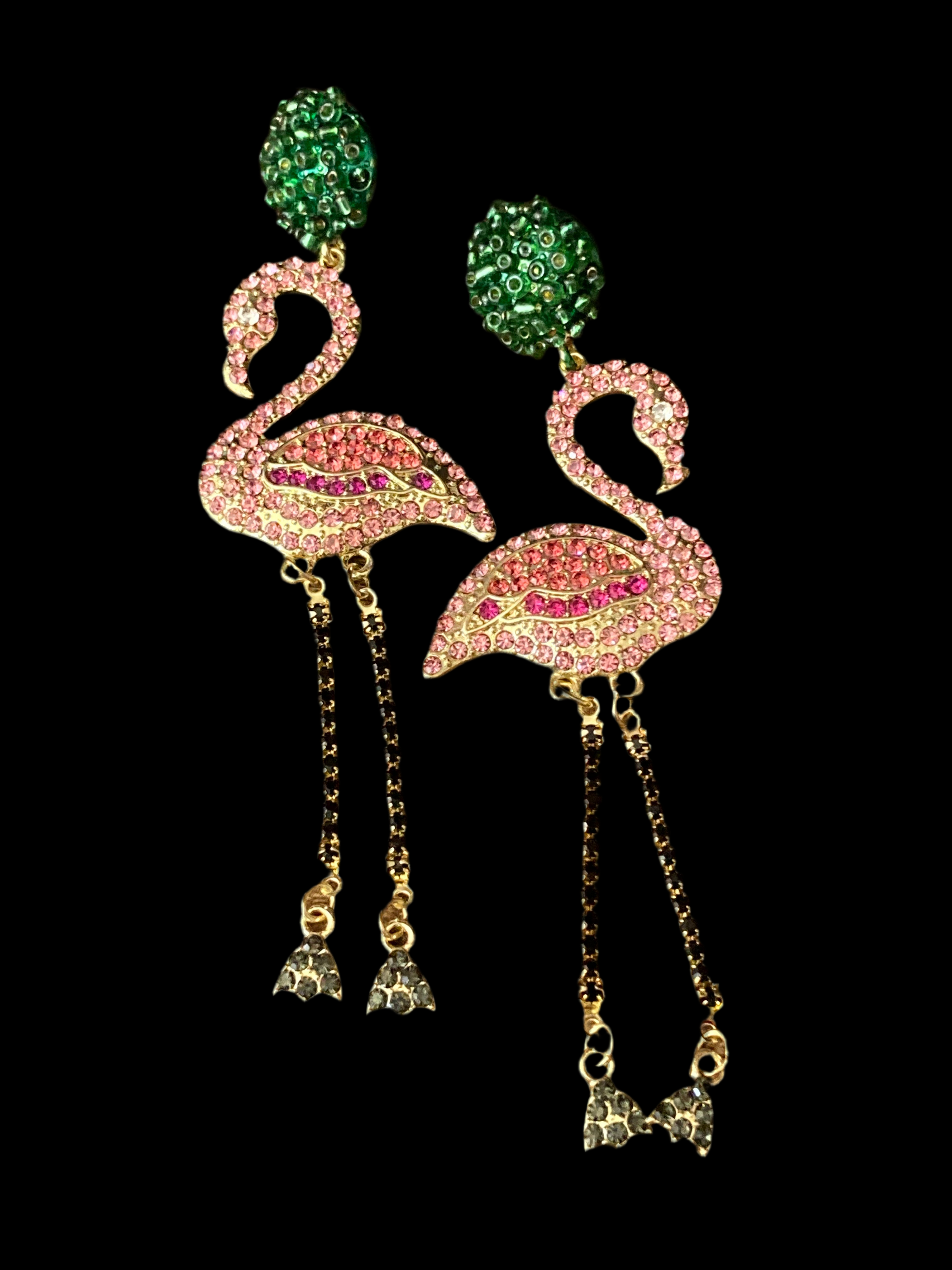 pink diamanté flamingo earrings