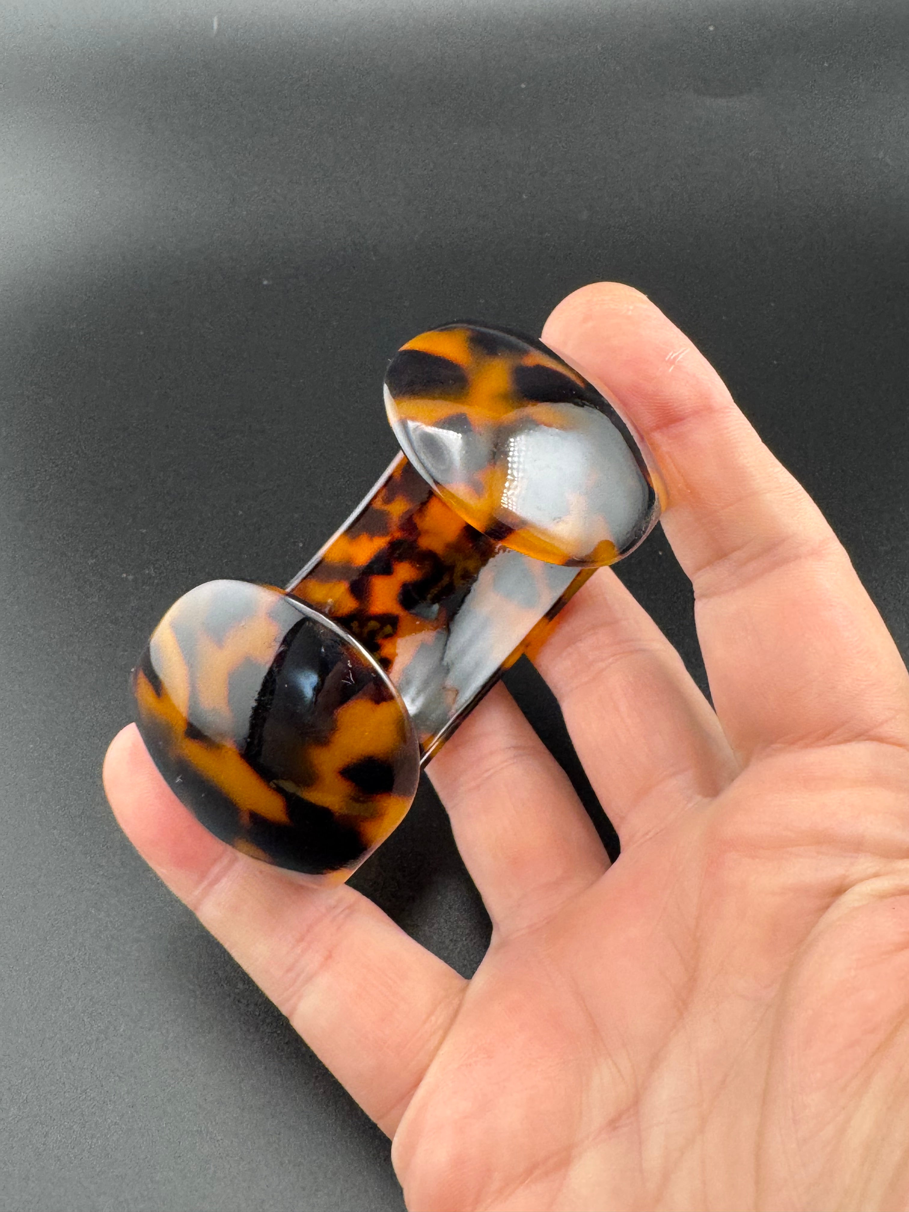 Wide acrylic brown faux tortoiseshell open cuff bangle bracelet