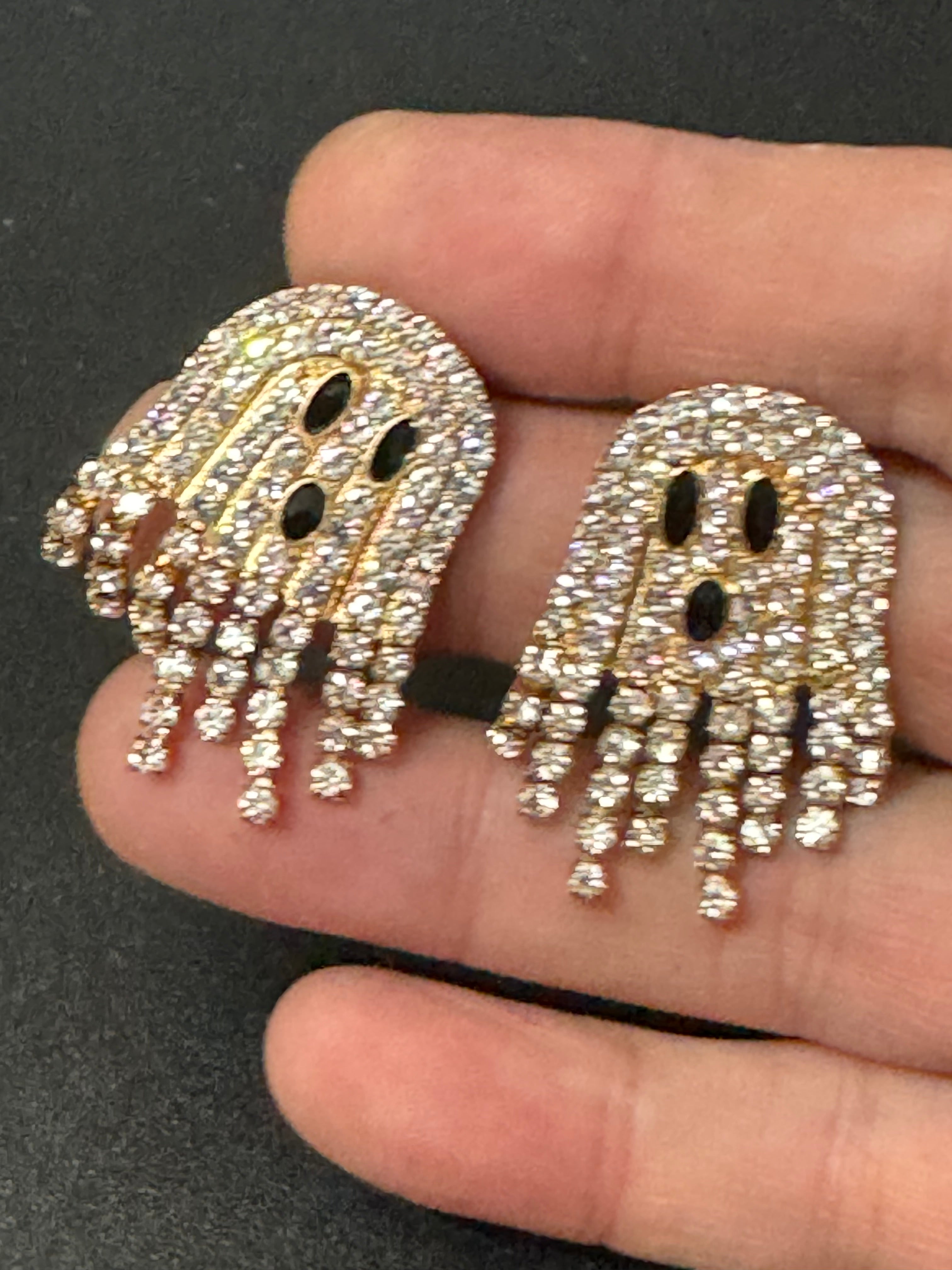 Articulated Spooky crystal diamanté ghost earrings for Halloween