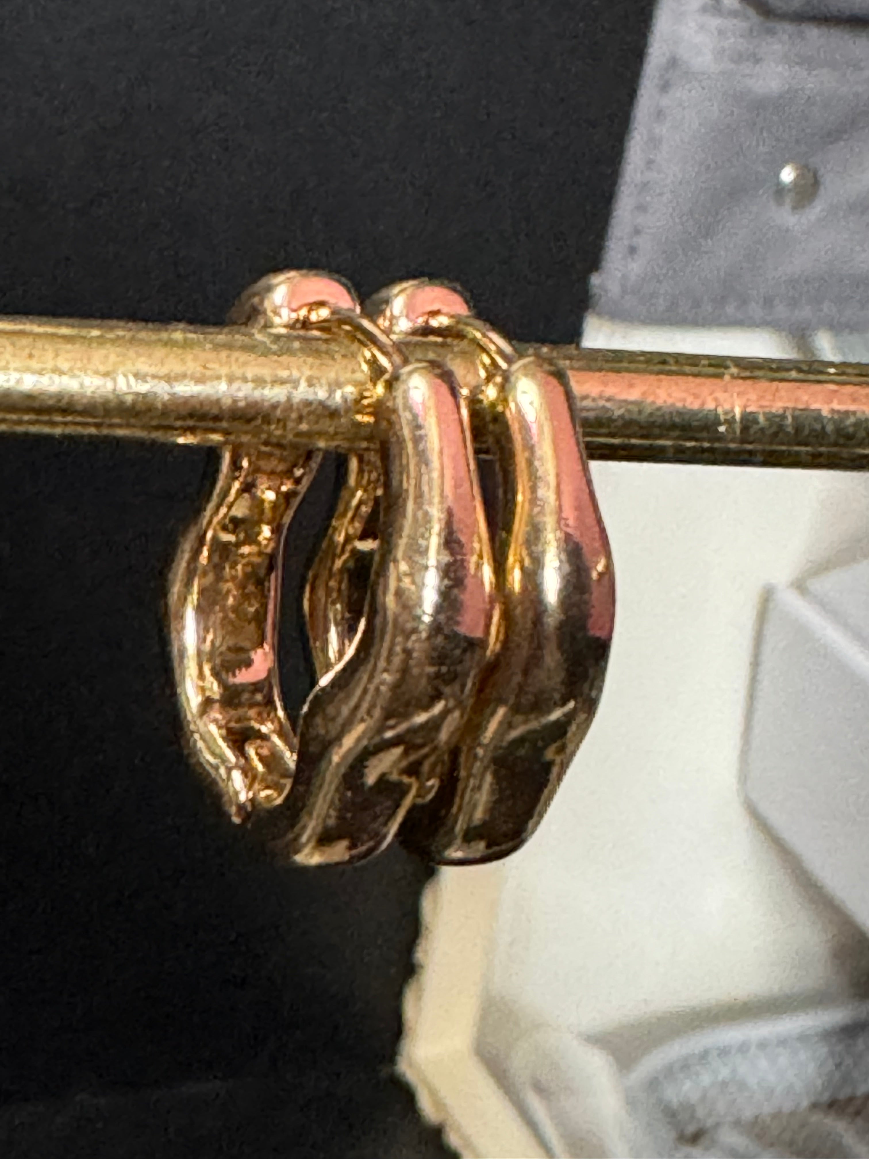 Gold Modernist abstract  metal hinged hoop earrings