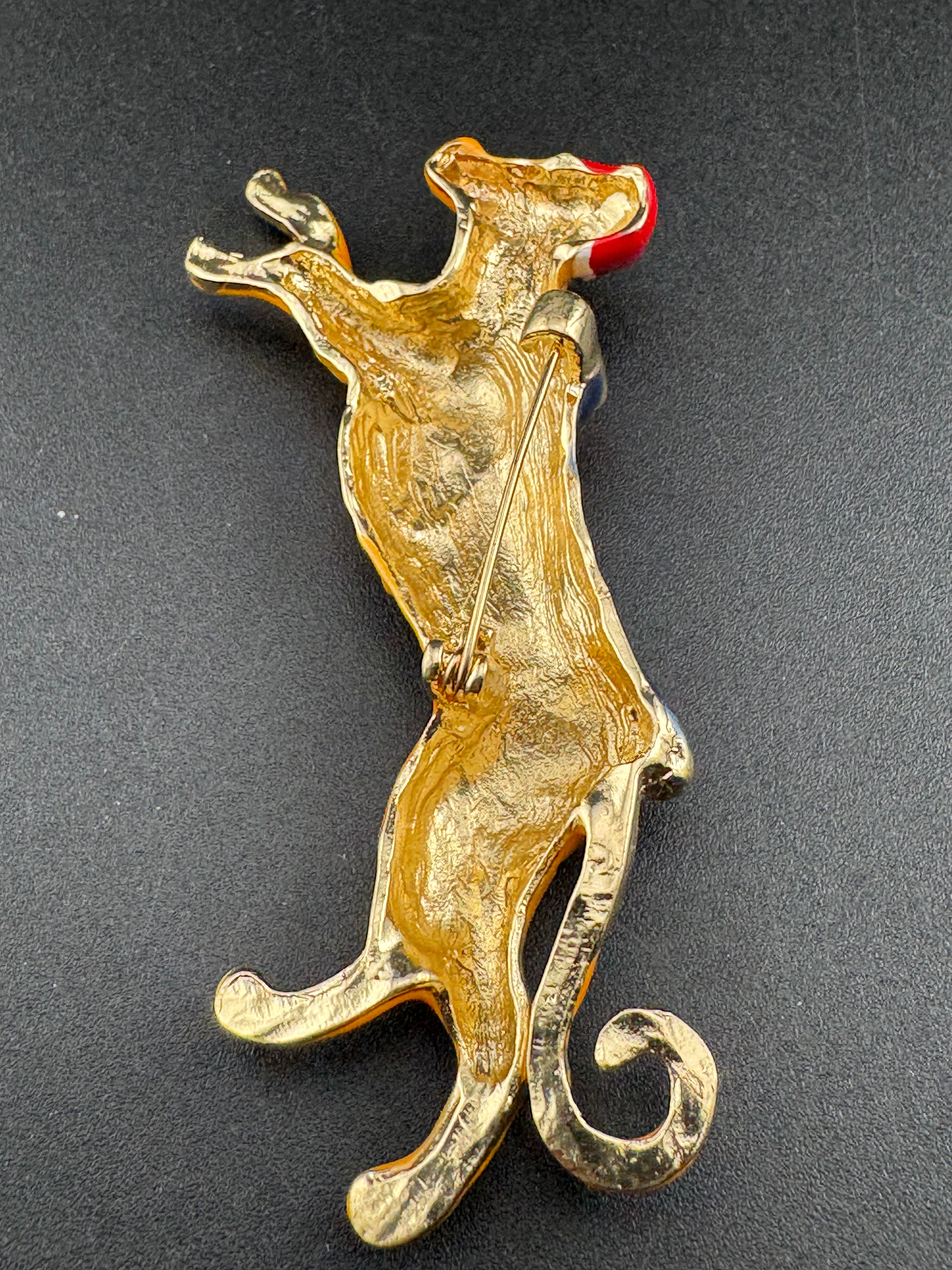 Christmas big cat leopard brooch, festive Santa hat