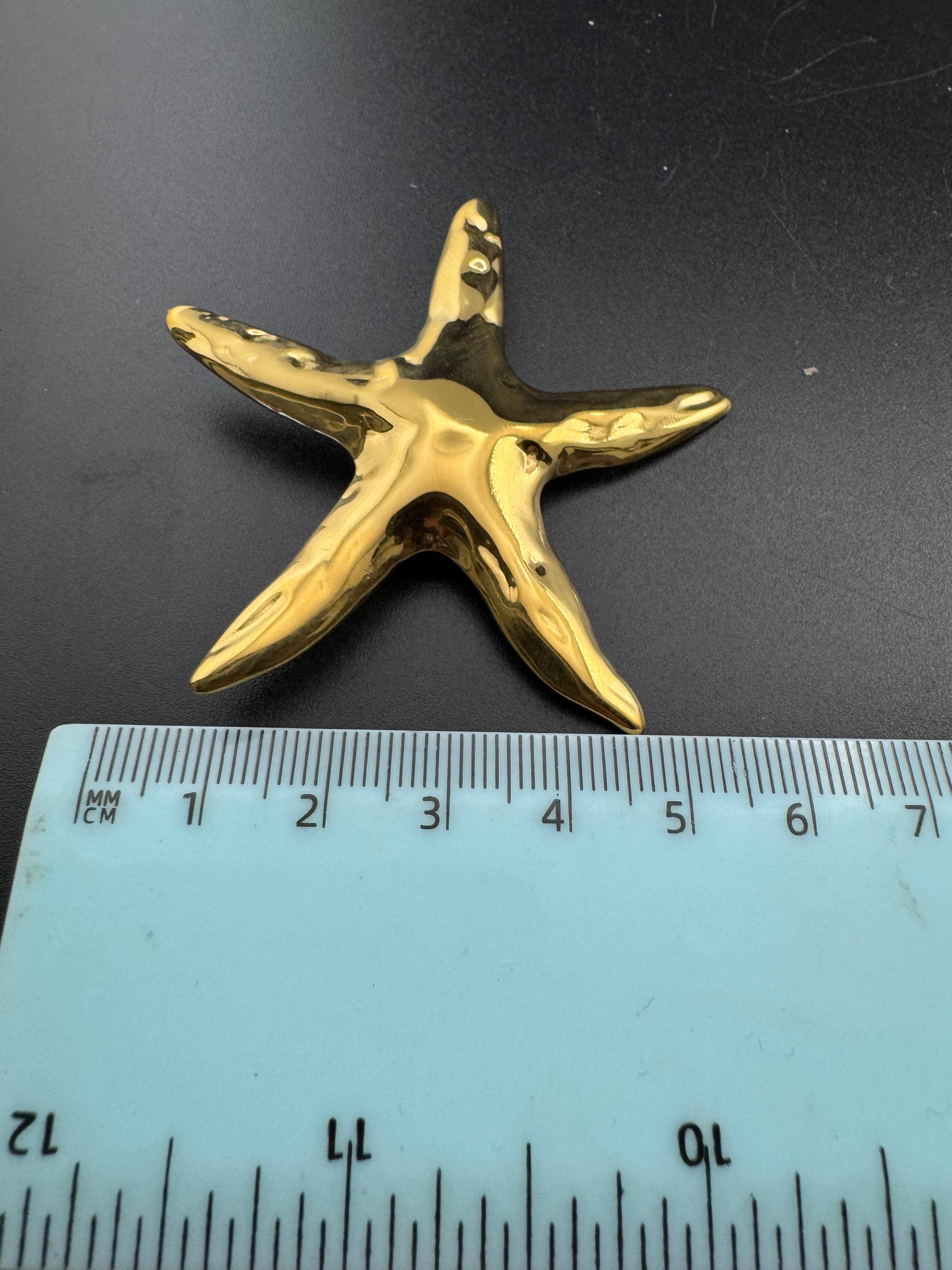 Big starfish brooch in gold or silver, nautical jewellery