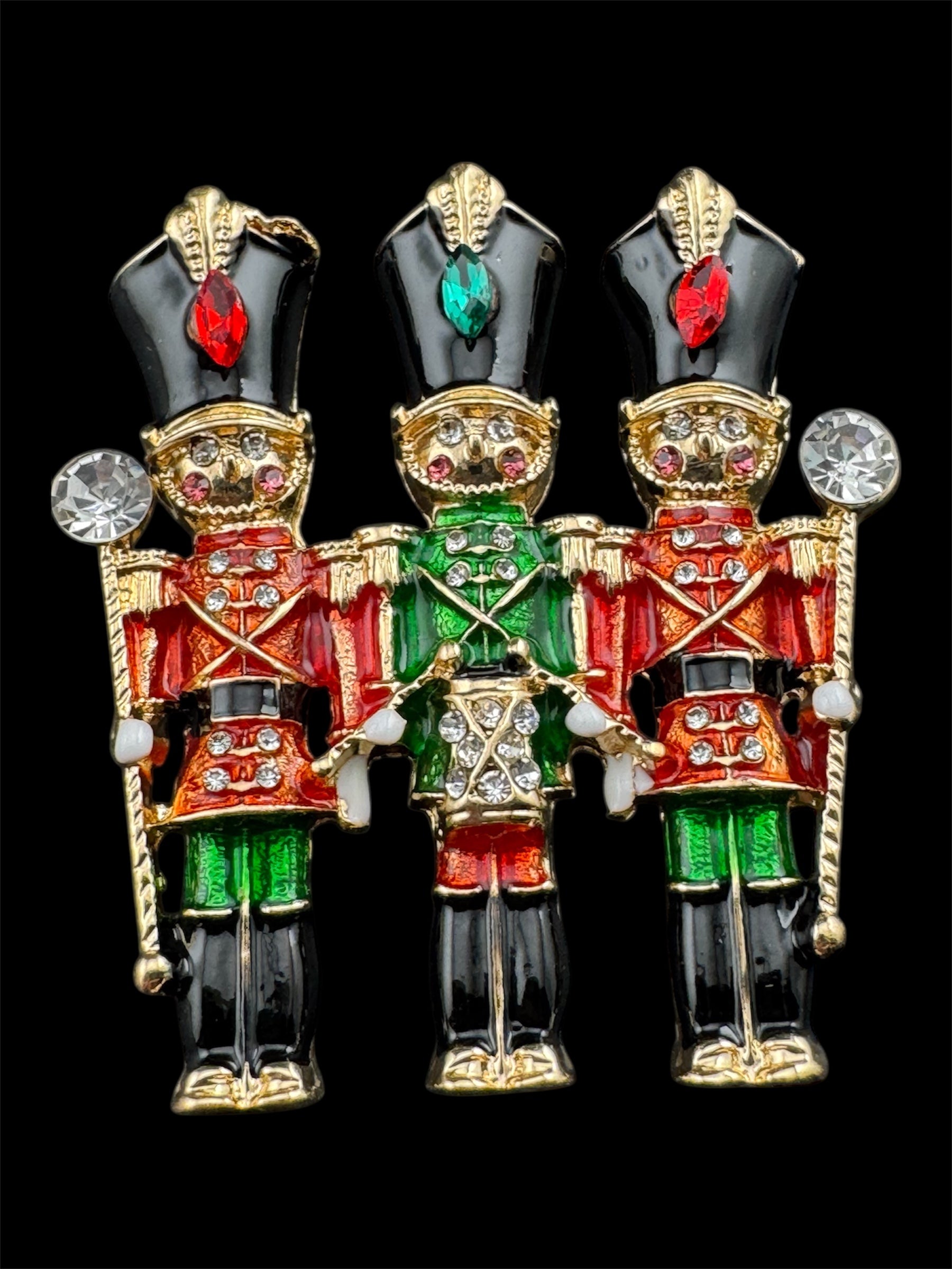 Enamel rhinestone Nutcracker men crystal christmas brooch