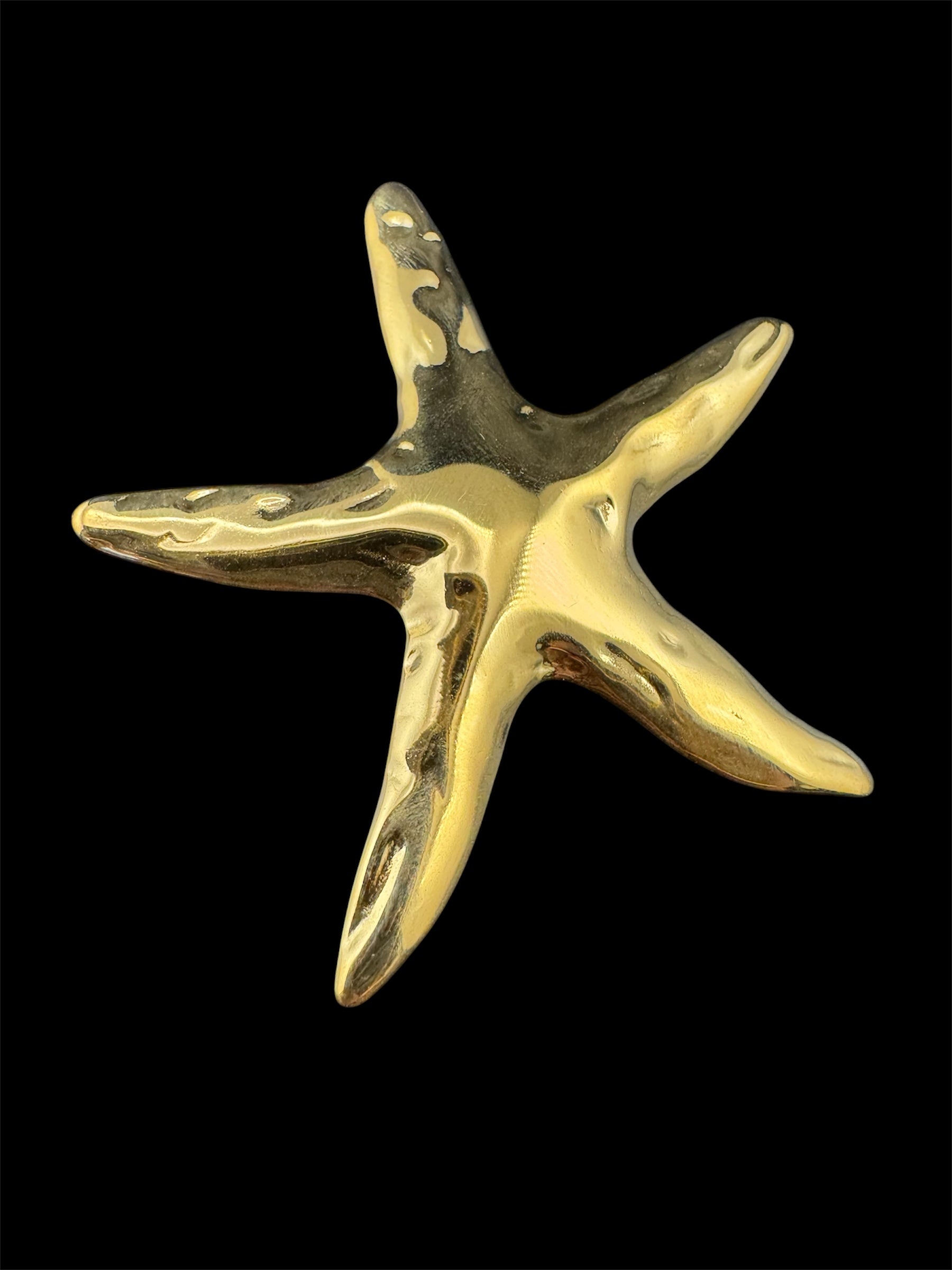 Big starfish brooch in gold or silver, nautical jewellery