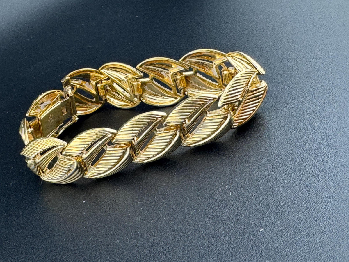 Grosse Gold Bracelet, Signed Vintage Panel Cuff, 19.5Cm