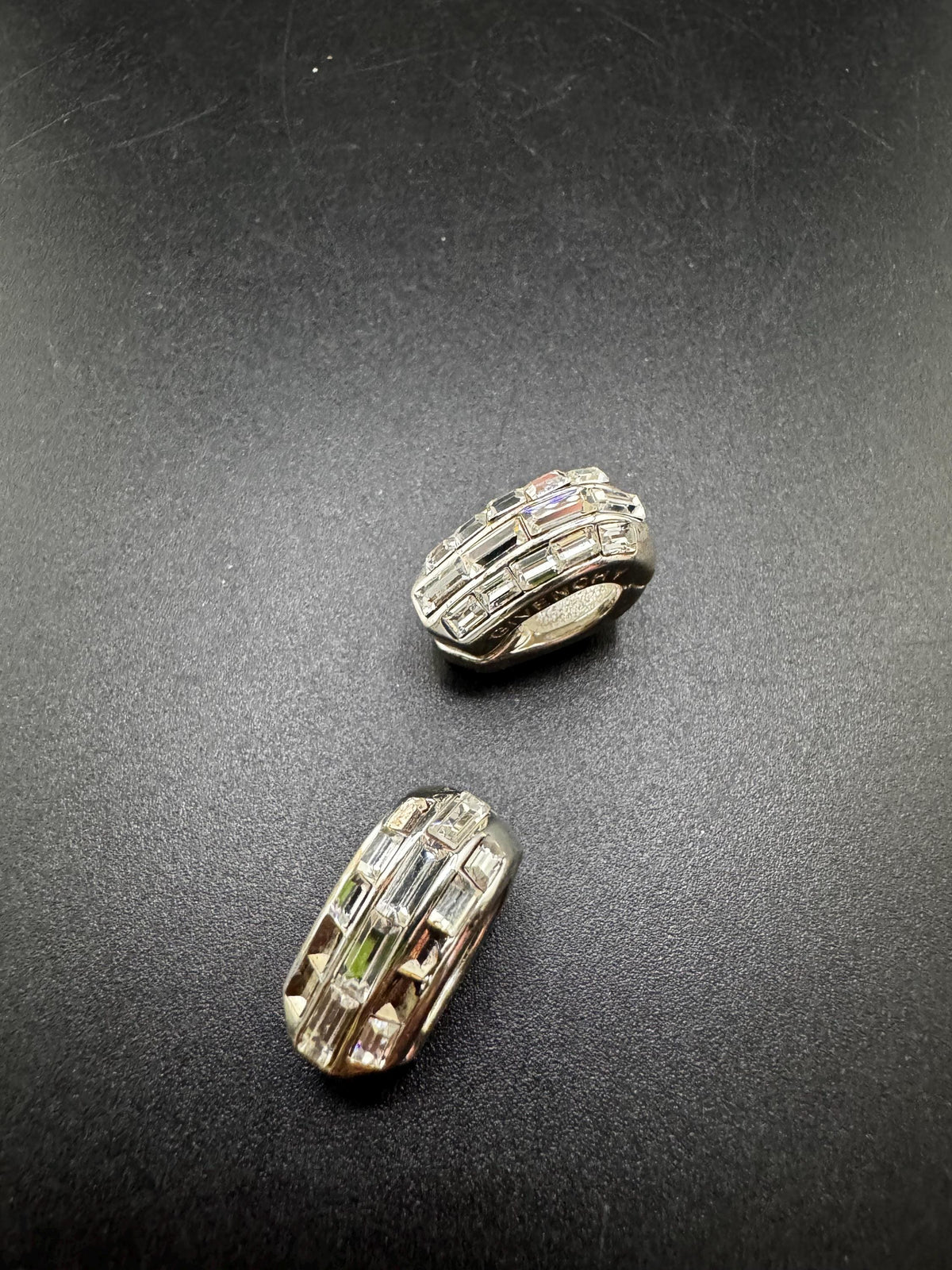Vintage Givenchy Earrings, Hoop Clip-Ons, Crystal, Silver-Plated