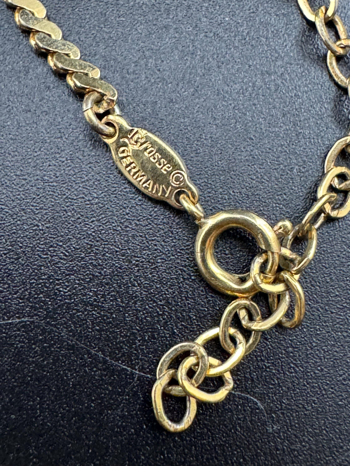 Vintage Gold Pendant Necklace | Signed GROSSE Serpentine Chain 44Cm