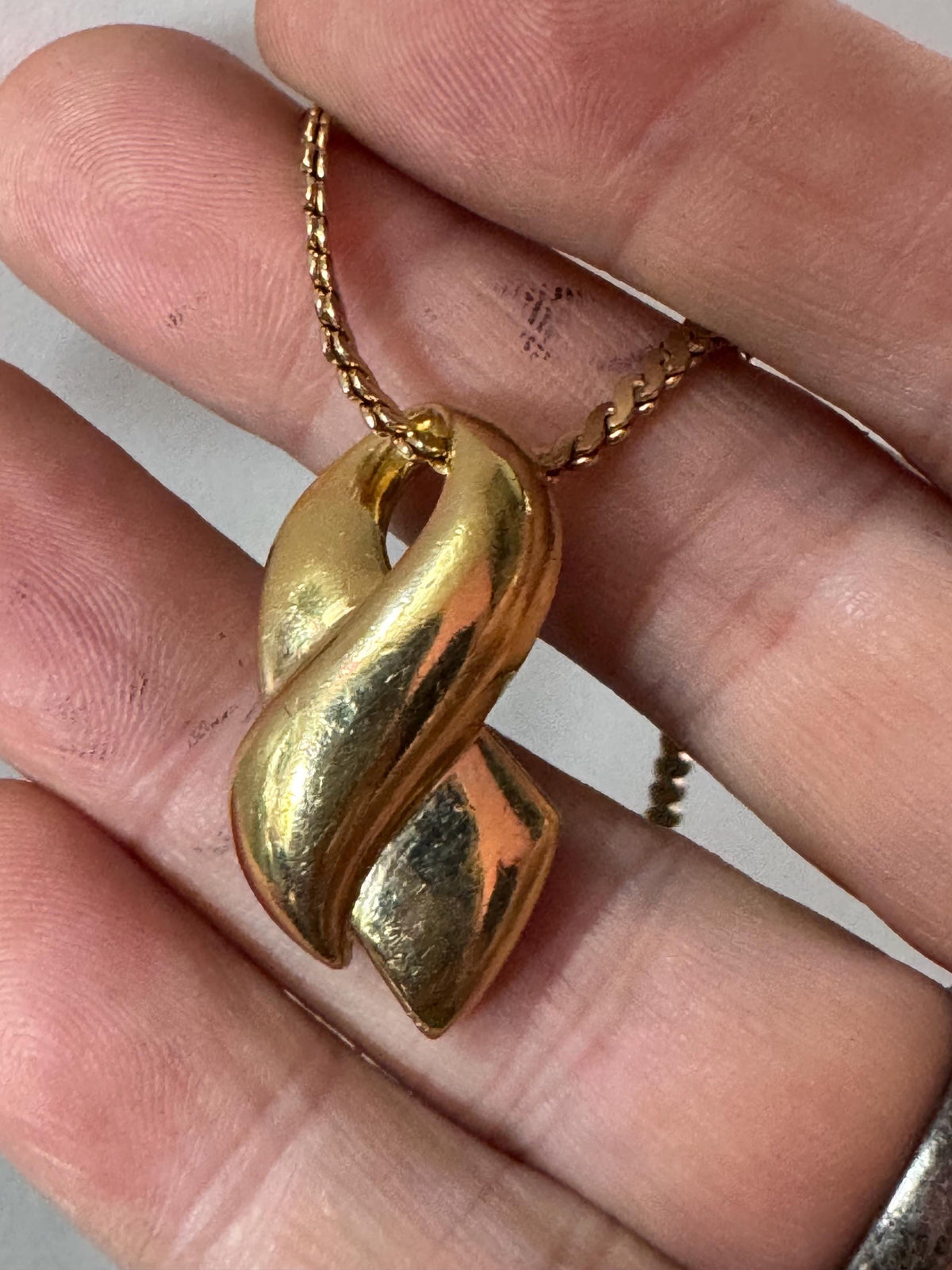 Vintage Gold Pendant Necklace | Signed GROSSE Serpentine Chain 44Cm
