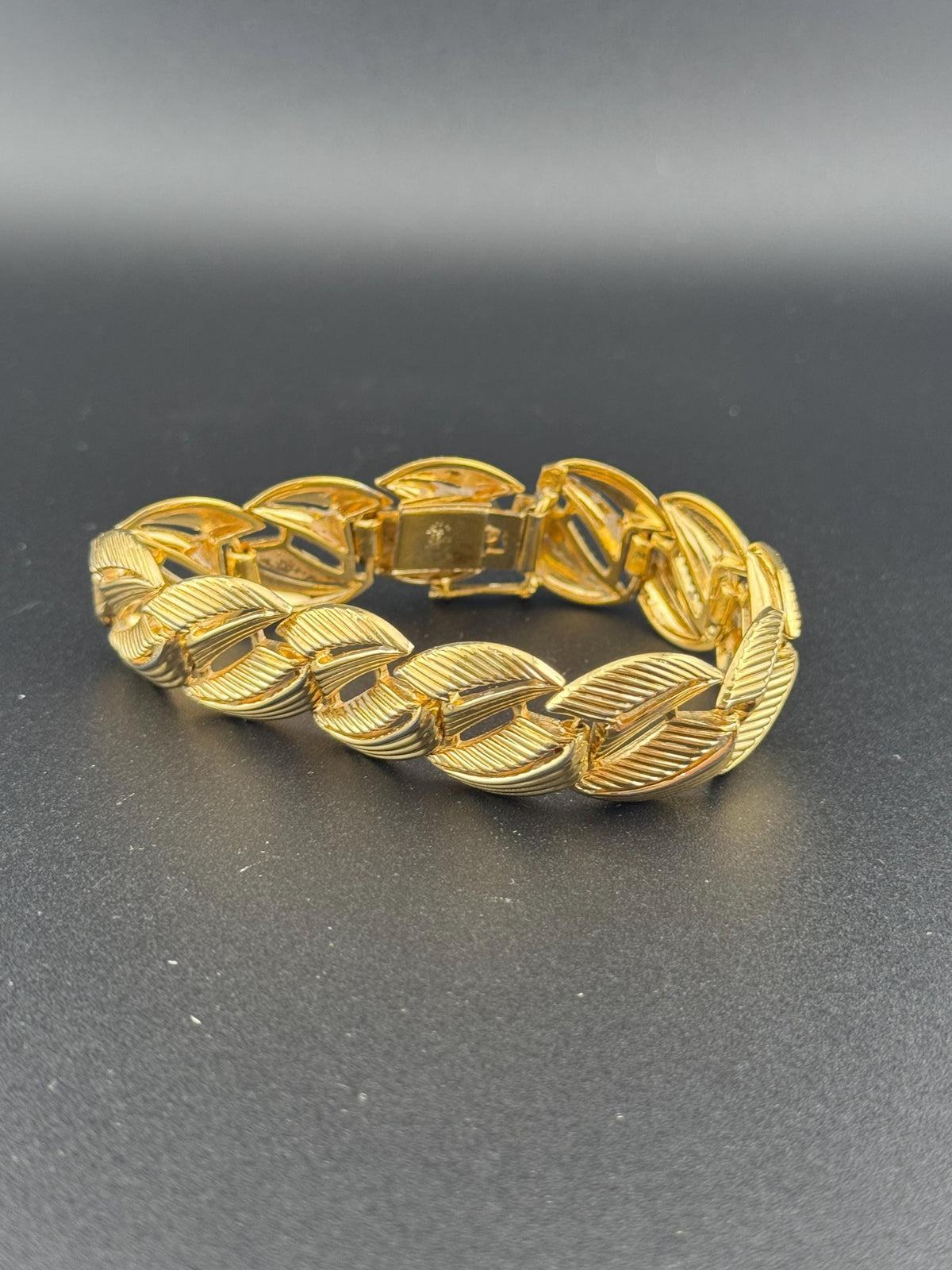 Grosse Gold Bracelet, Signed Vintage Panel Cuff, 19.5Cm