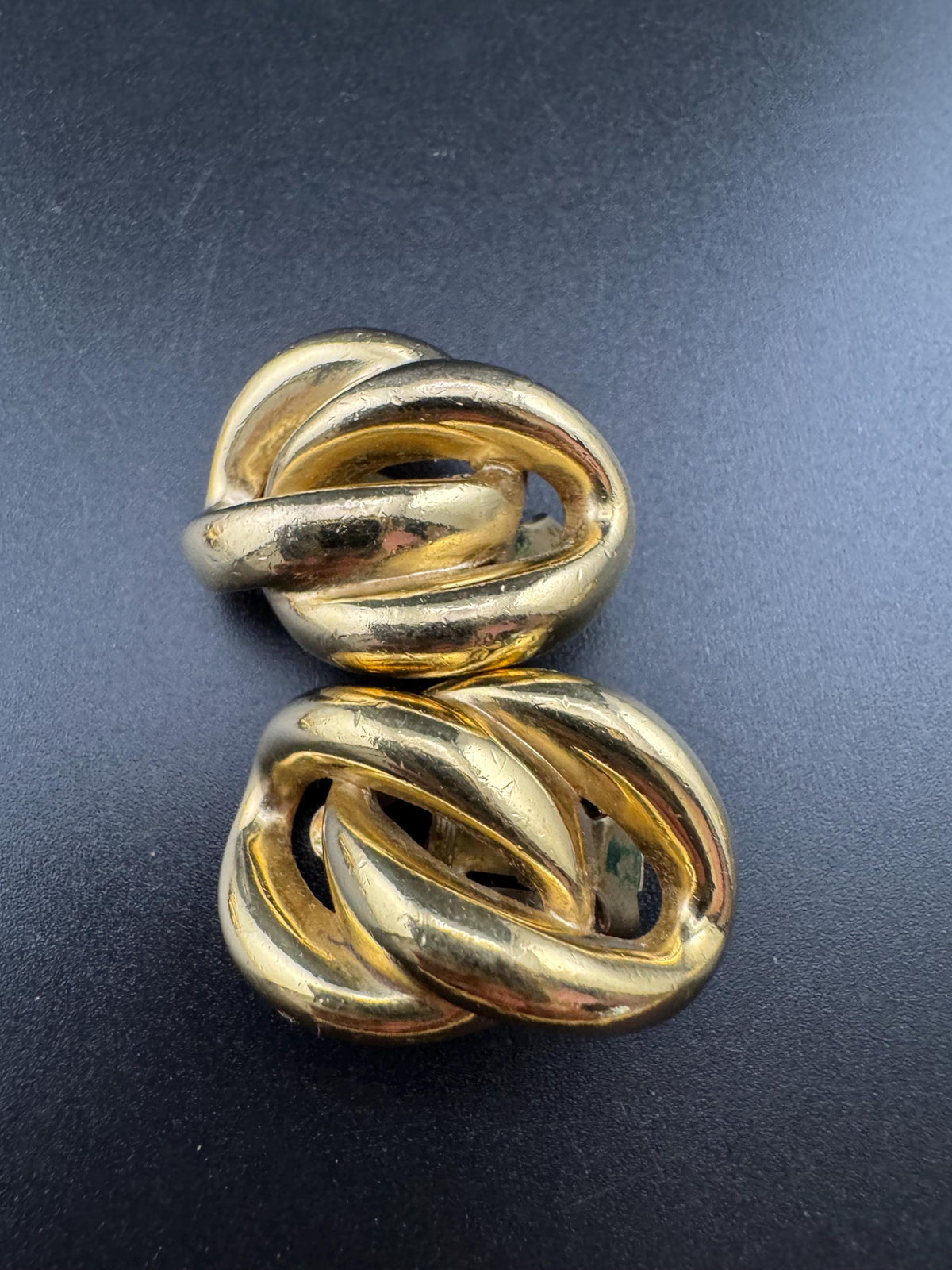 Vintage Grosse Earrings, Signed Gold Love Knot Clip-Ons
