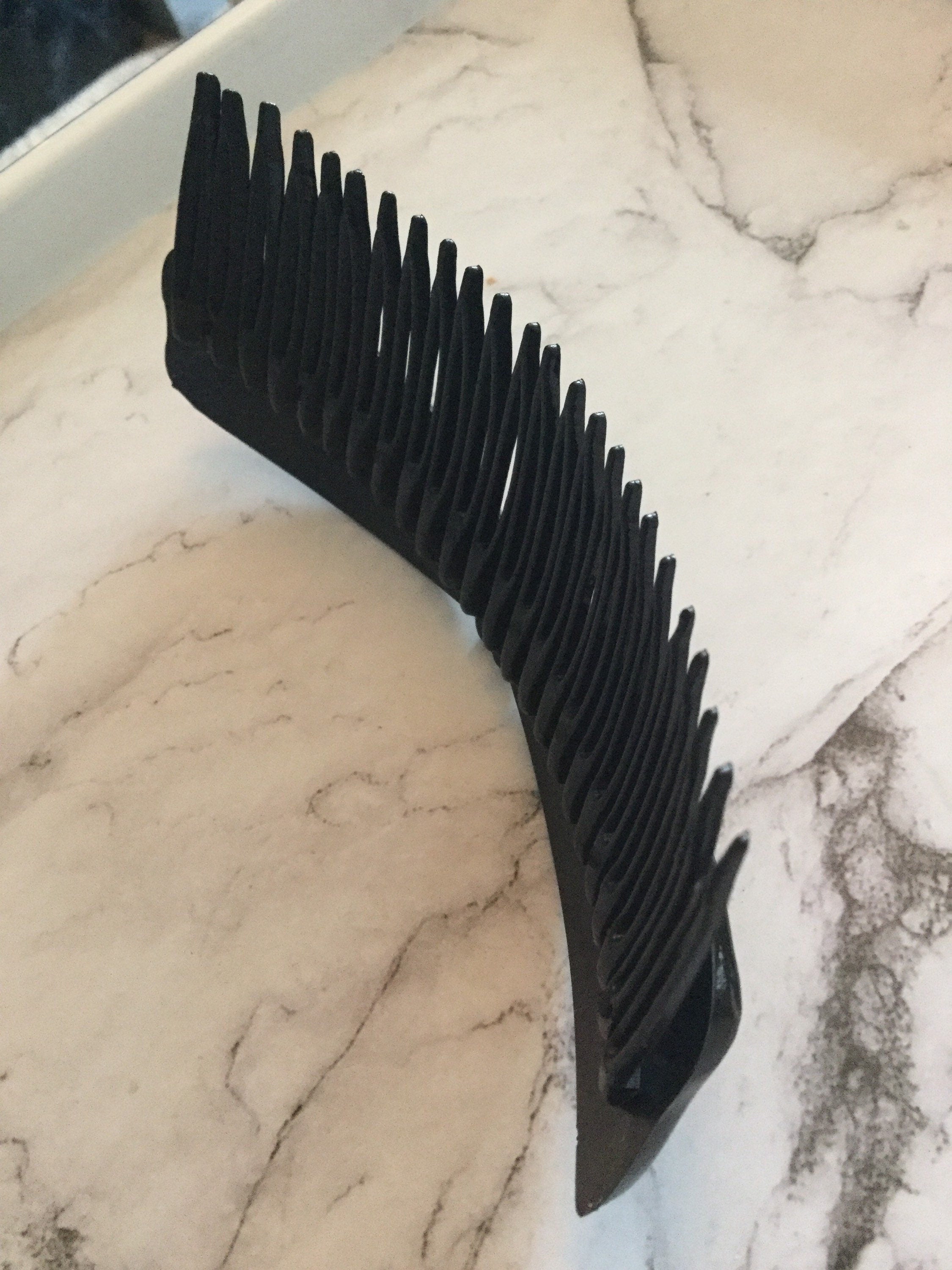 Vintage wide 11.5cm black big bow plastic hair slide comb