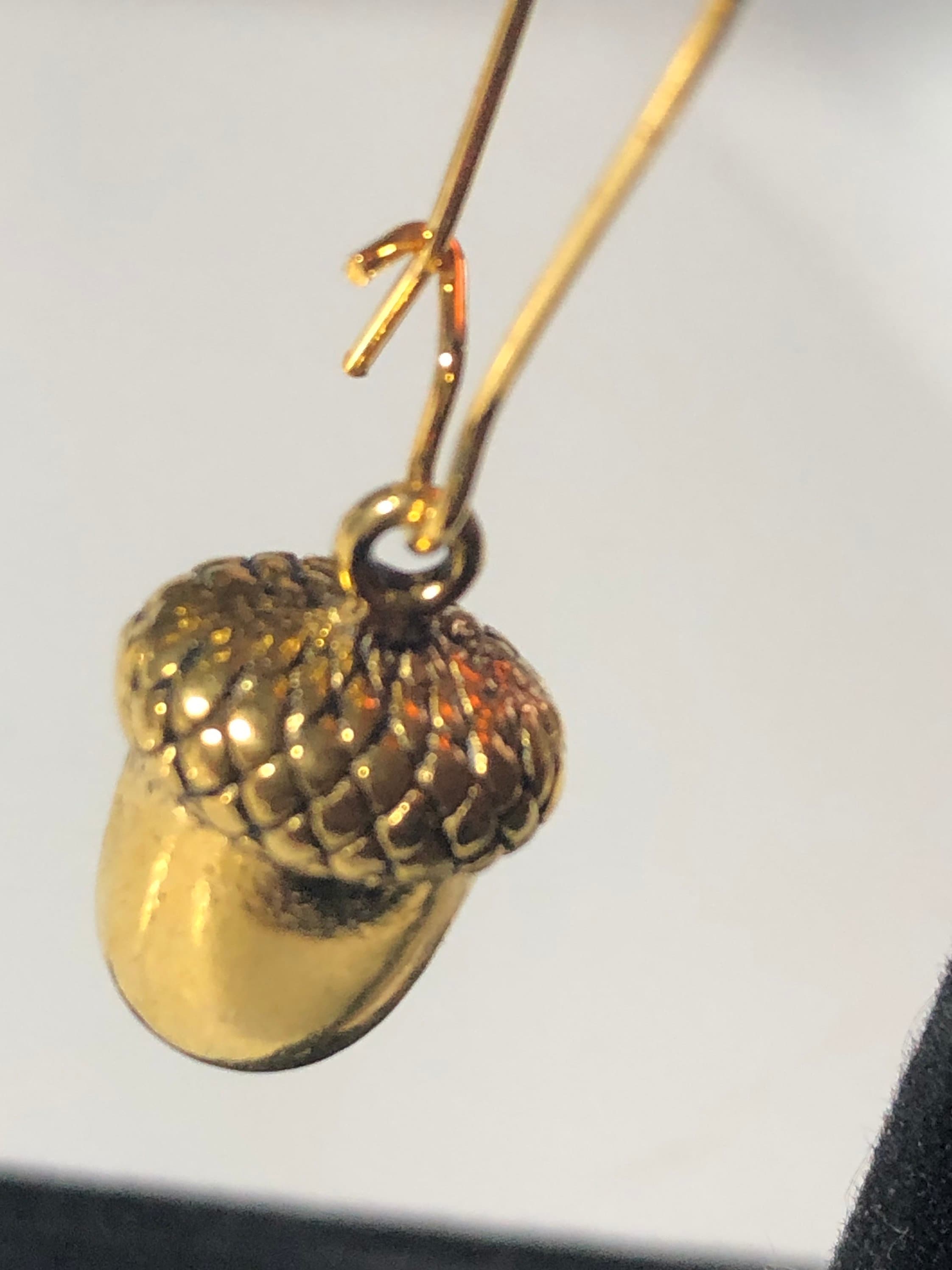 acorn drop earrings for pierced ears gold tone brass heavy
