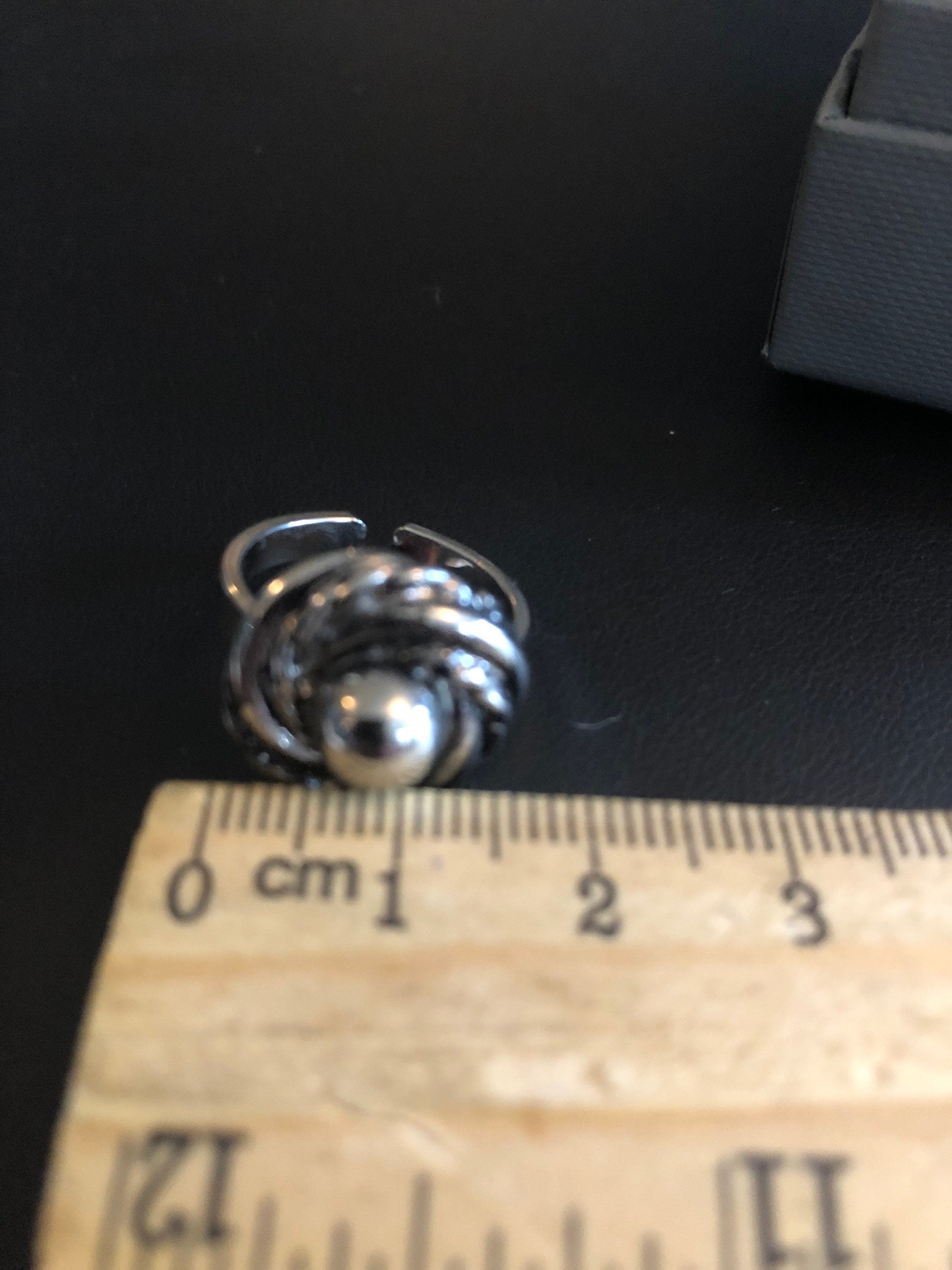 Brutalist textured heavy steel adjustable ring 1970s 1980s modernist chunky silver ring
