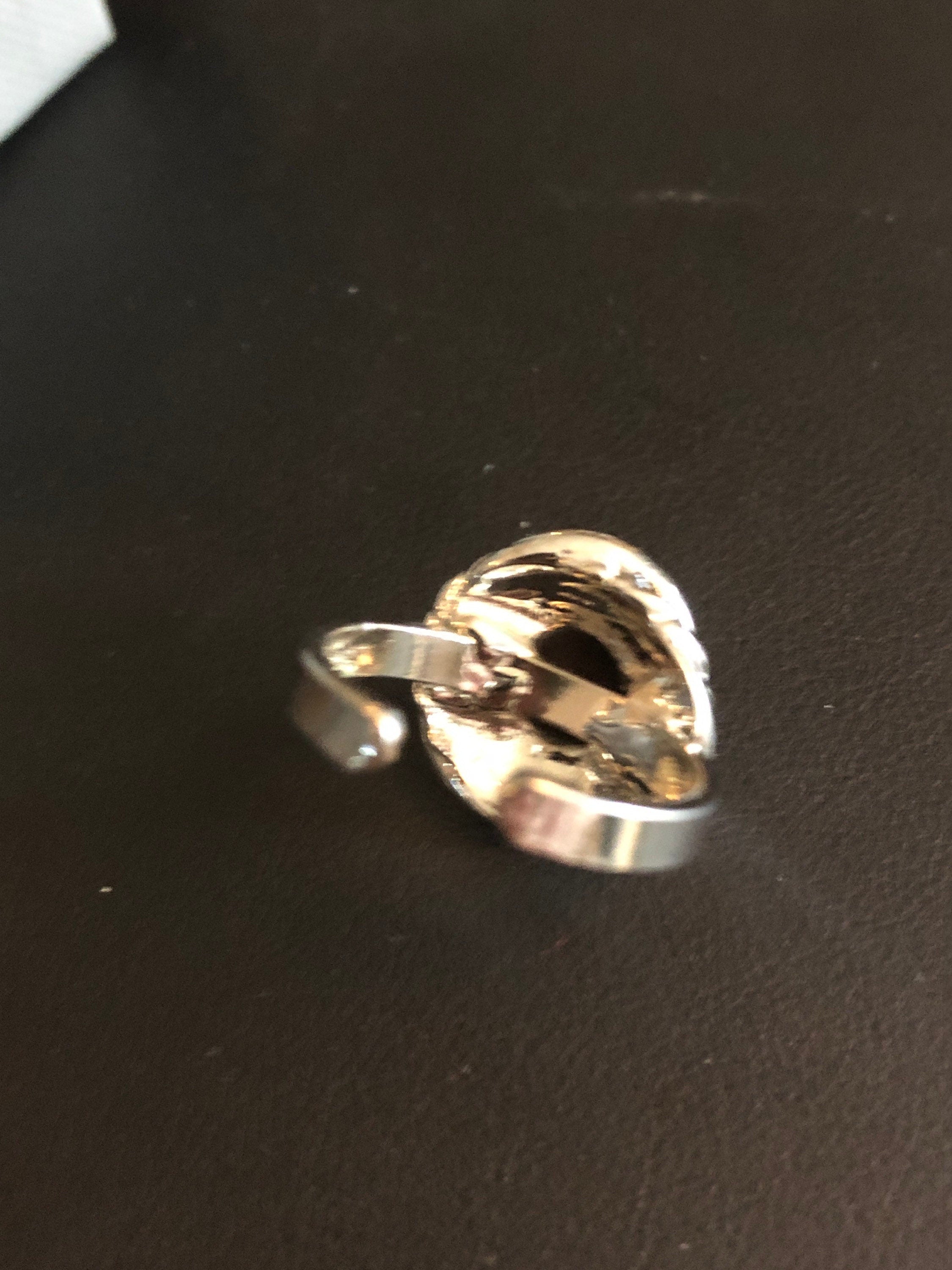 Brutalist textured heavy steel adjustable ring 1970s 1980s modernist chunky silver ring