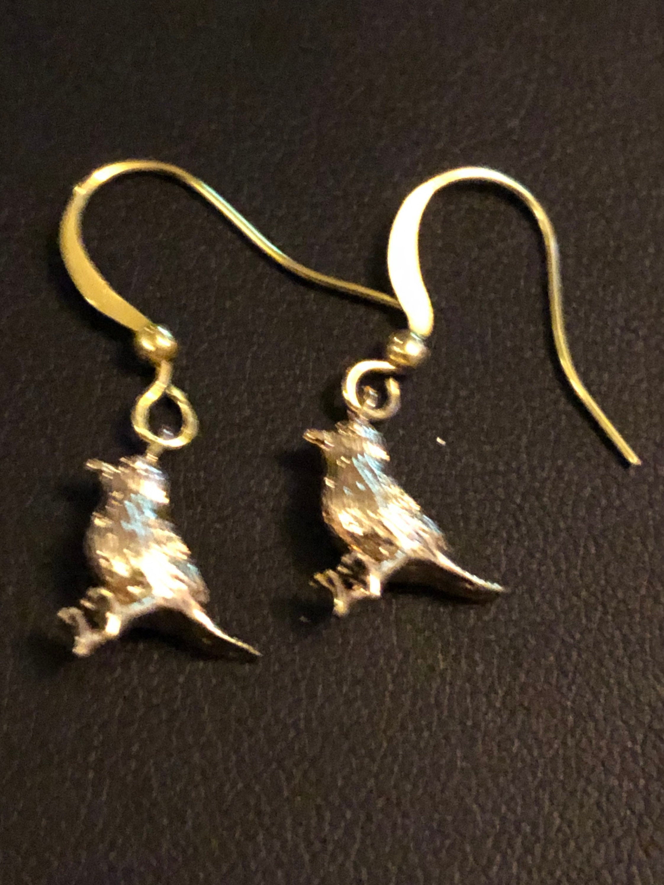 antique Victorian style tiny orange enamel branch stick coral drop earrings