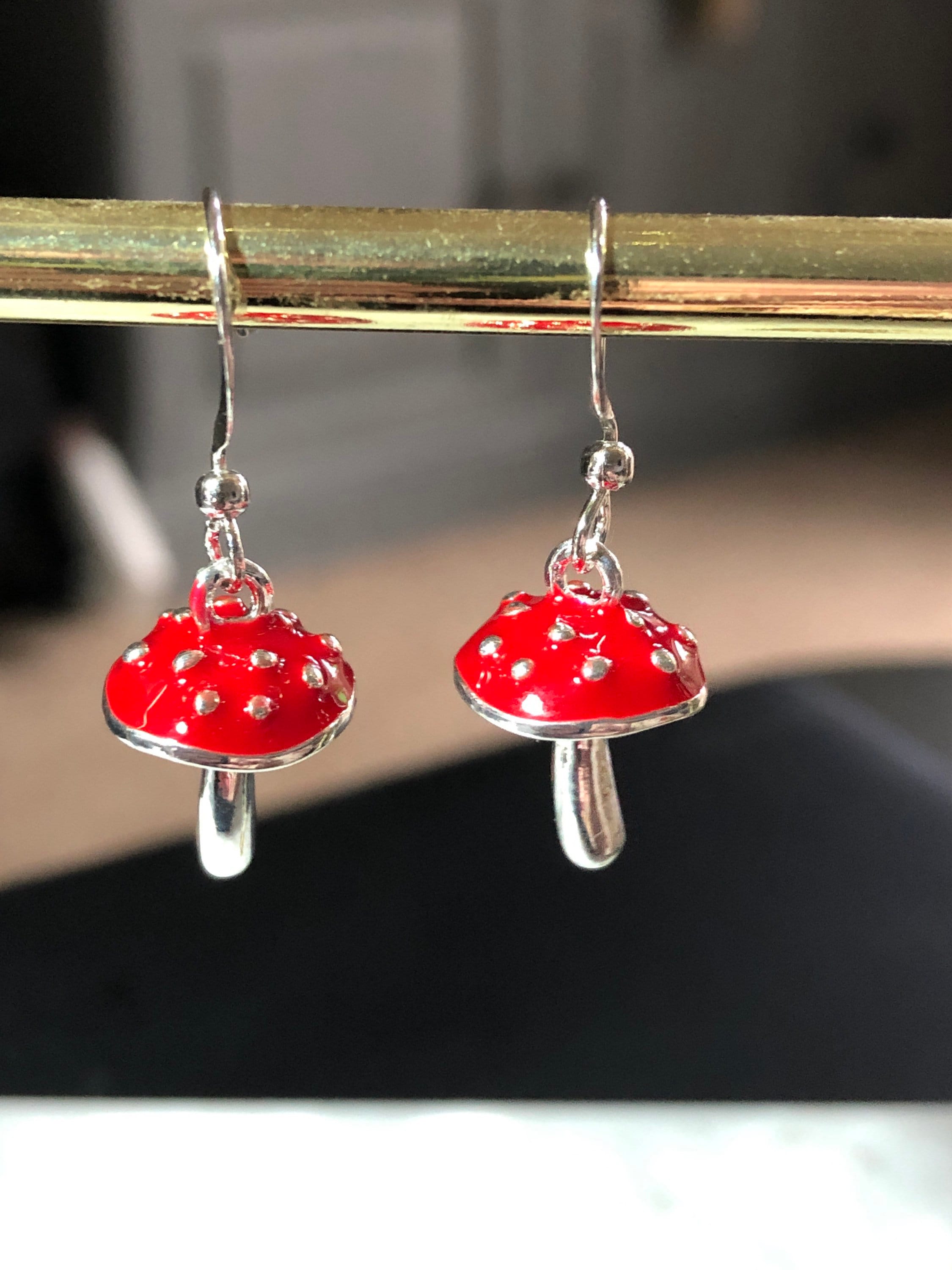 silver umbrella drop earrings for pierced ears