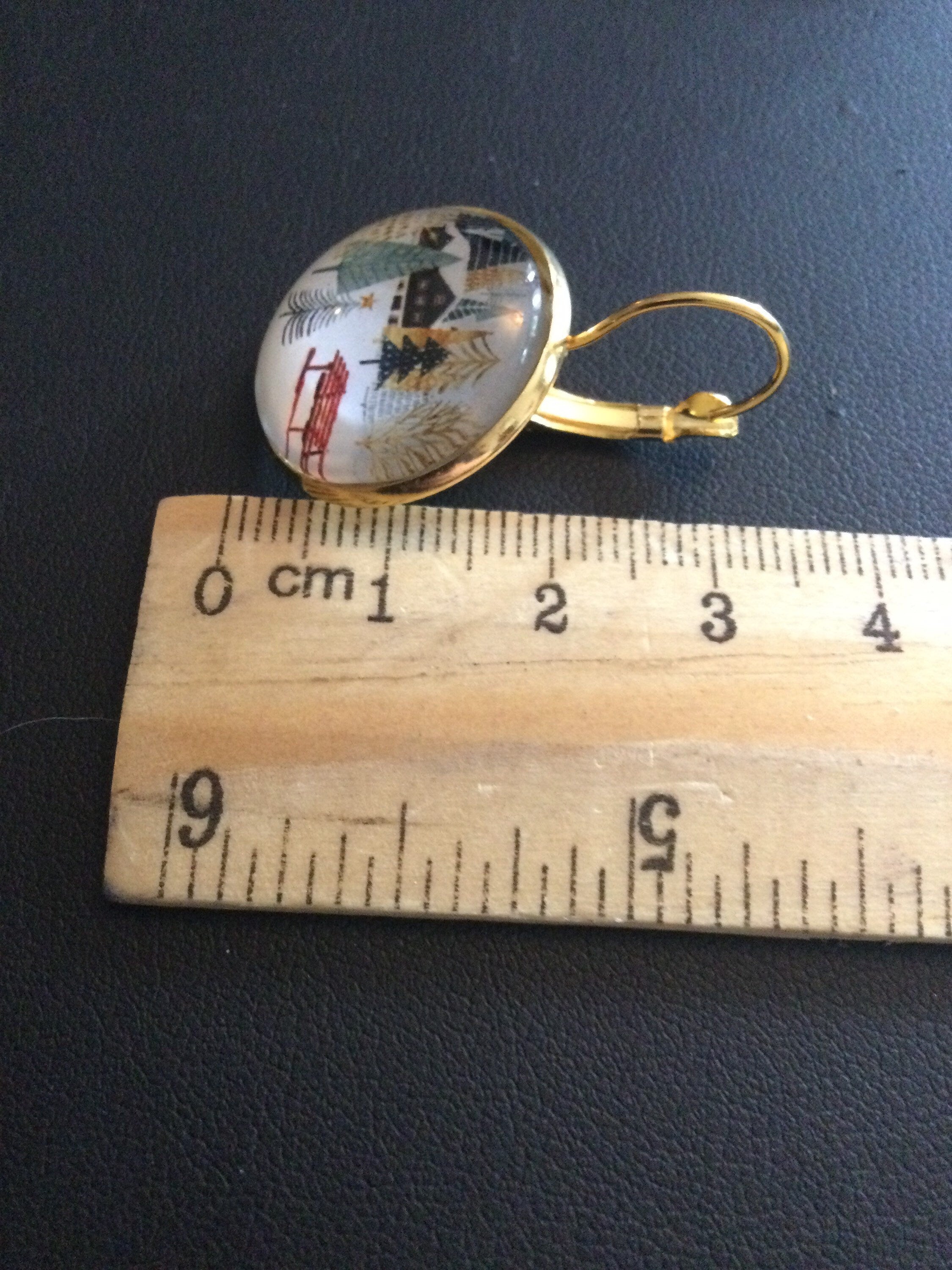 Hygge nordic style winter snow scene drop earrings