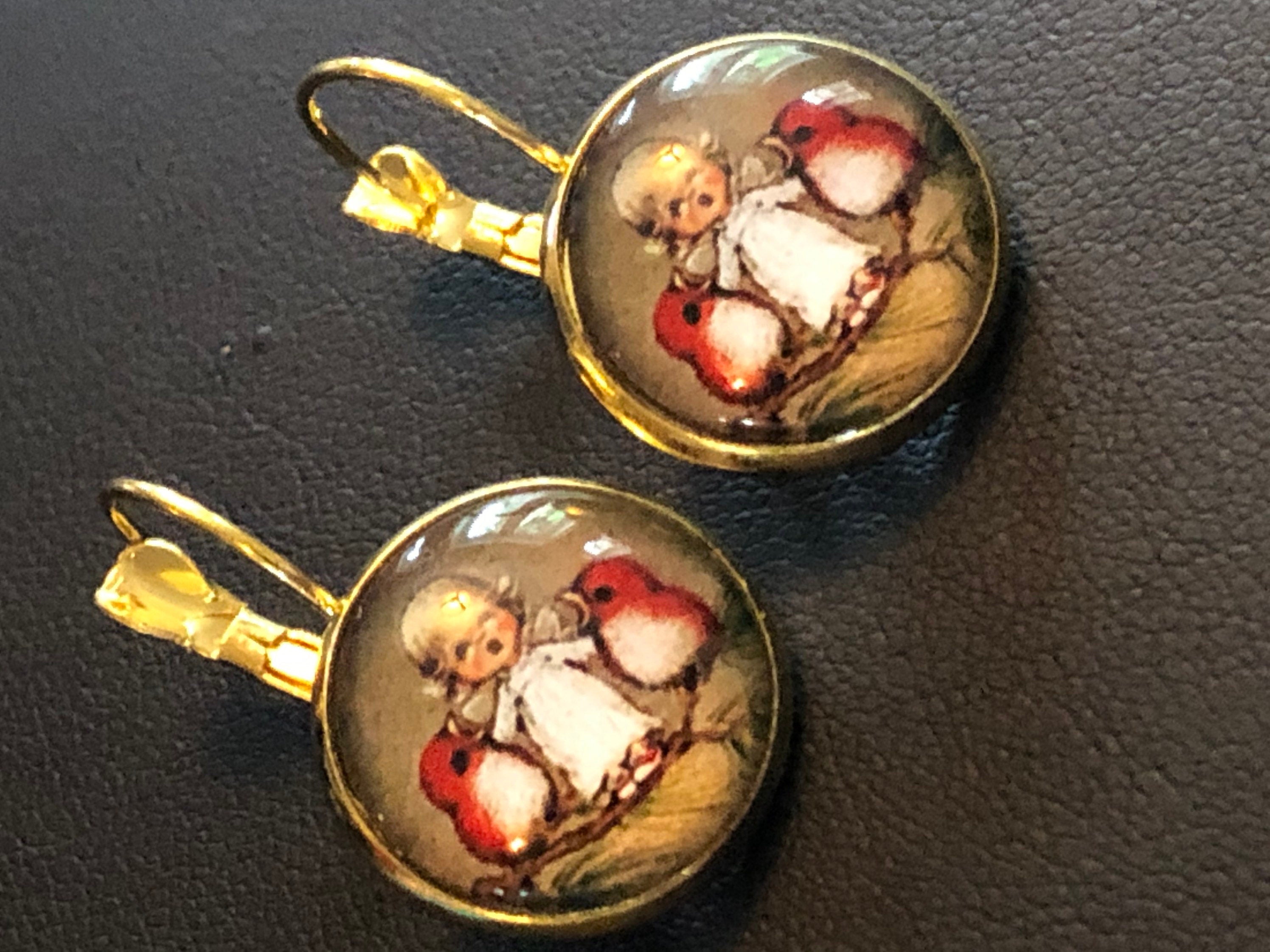 girl & robin Christmas drop earrings stocking filler