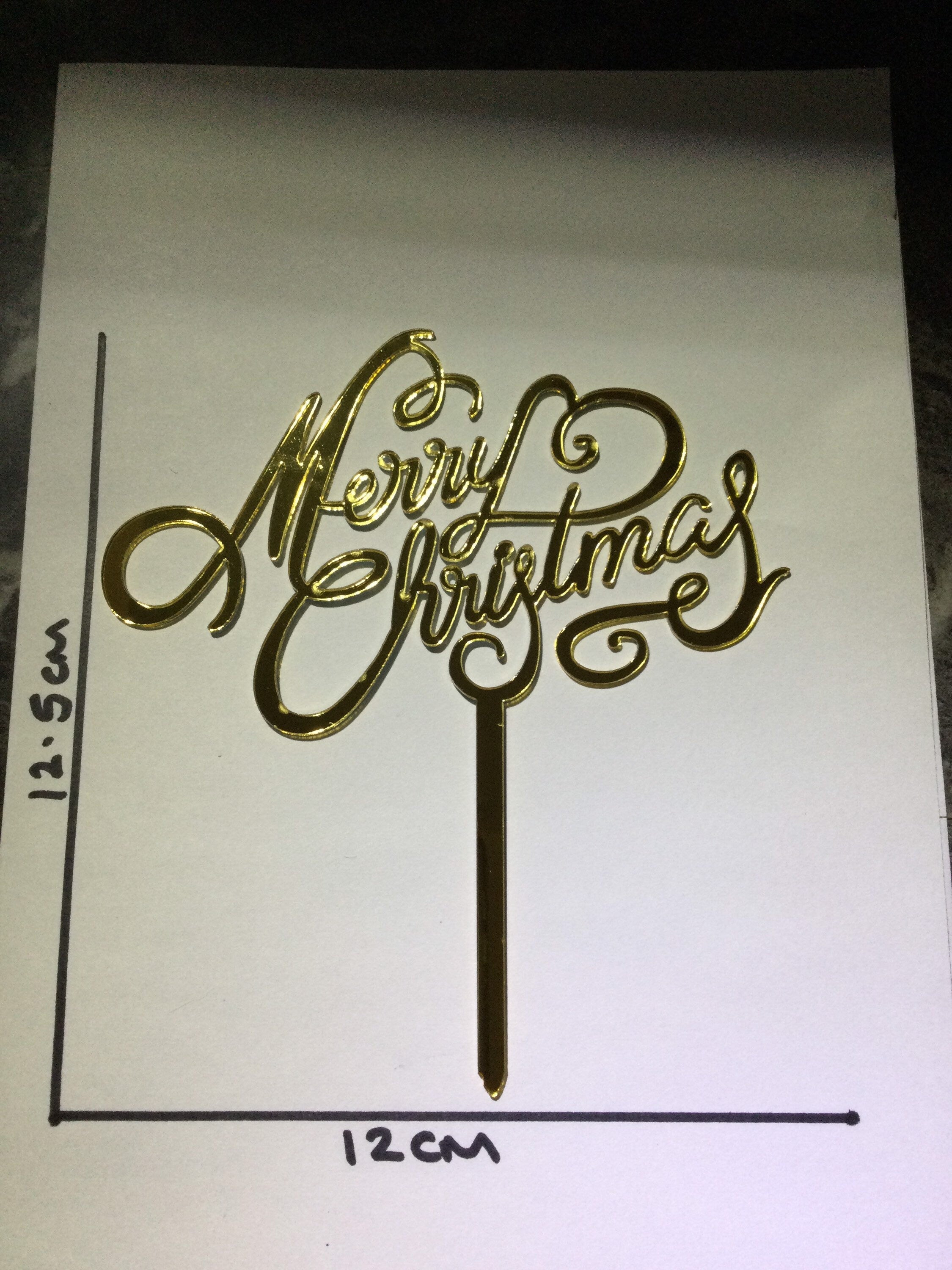 Metallic gold Merry Christmas Cake Topper Acrylic Cake decoration