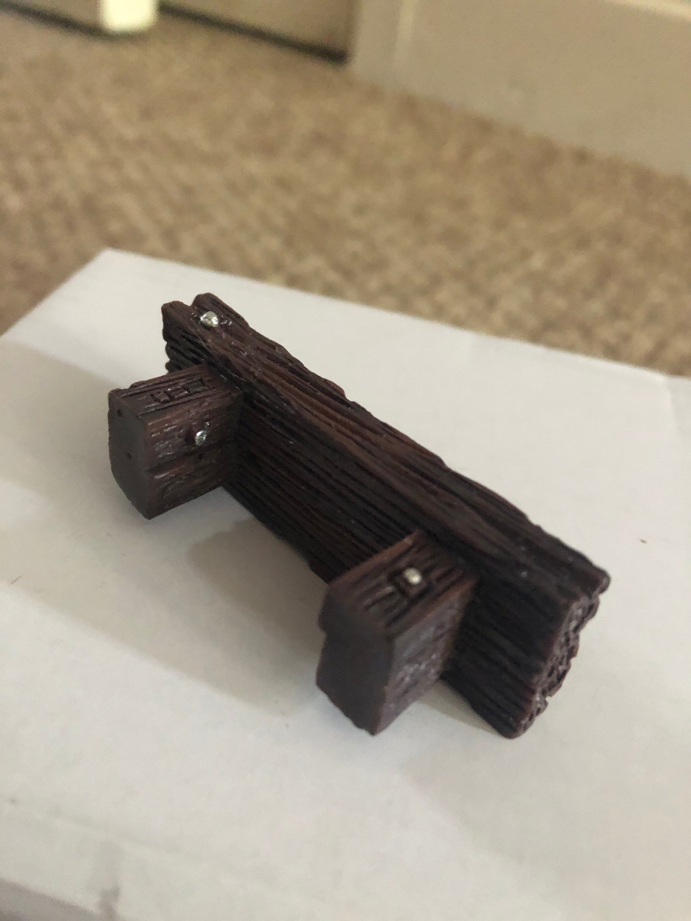 DARK BROWN faux wooden bench seat cake decoration Miniature Resin Cake topper rustic