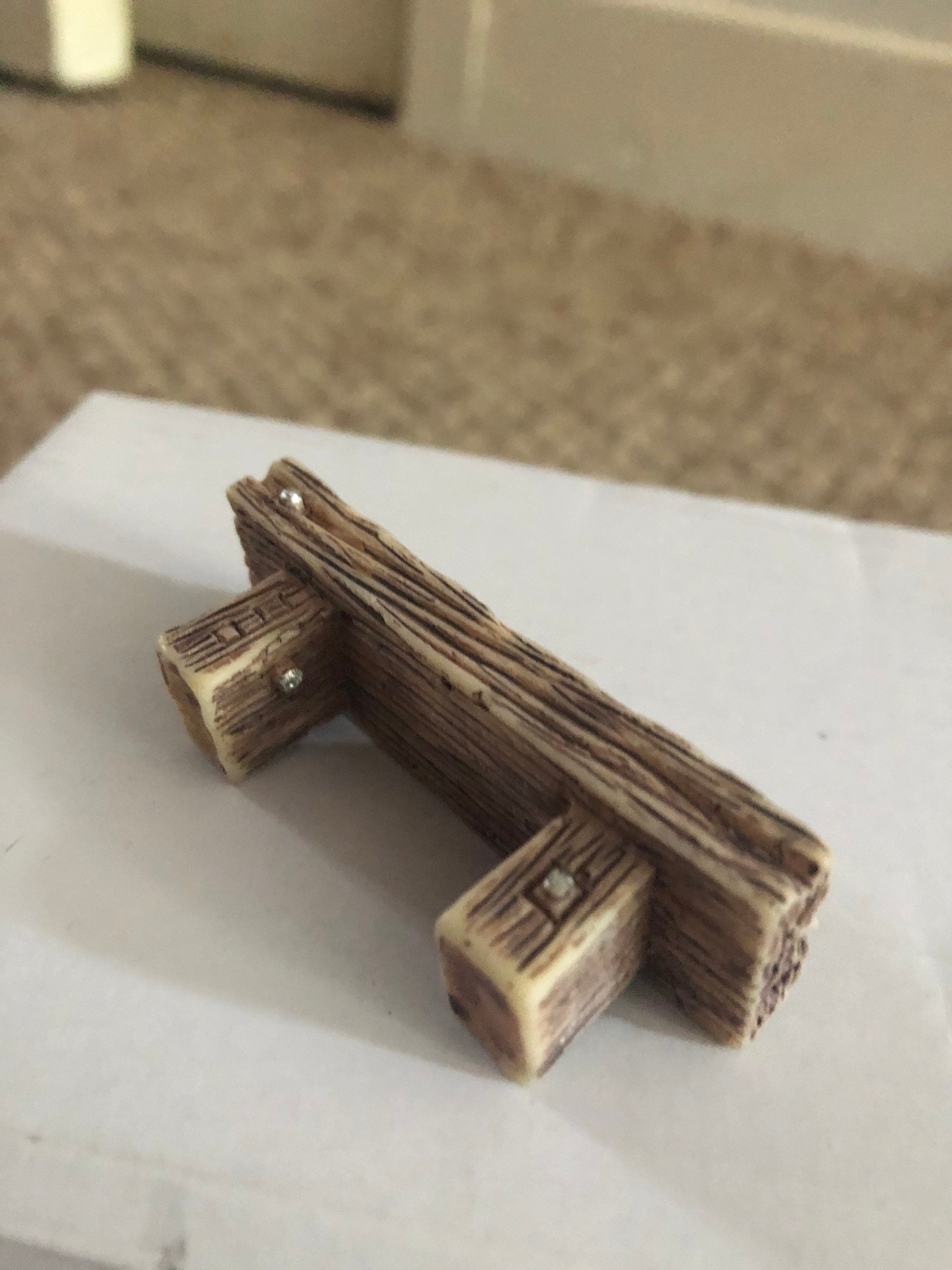 Miniature Resin Bench: Rustic Cake Topper, Dollhouse Decor